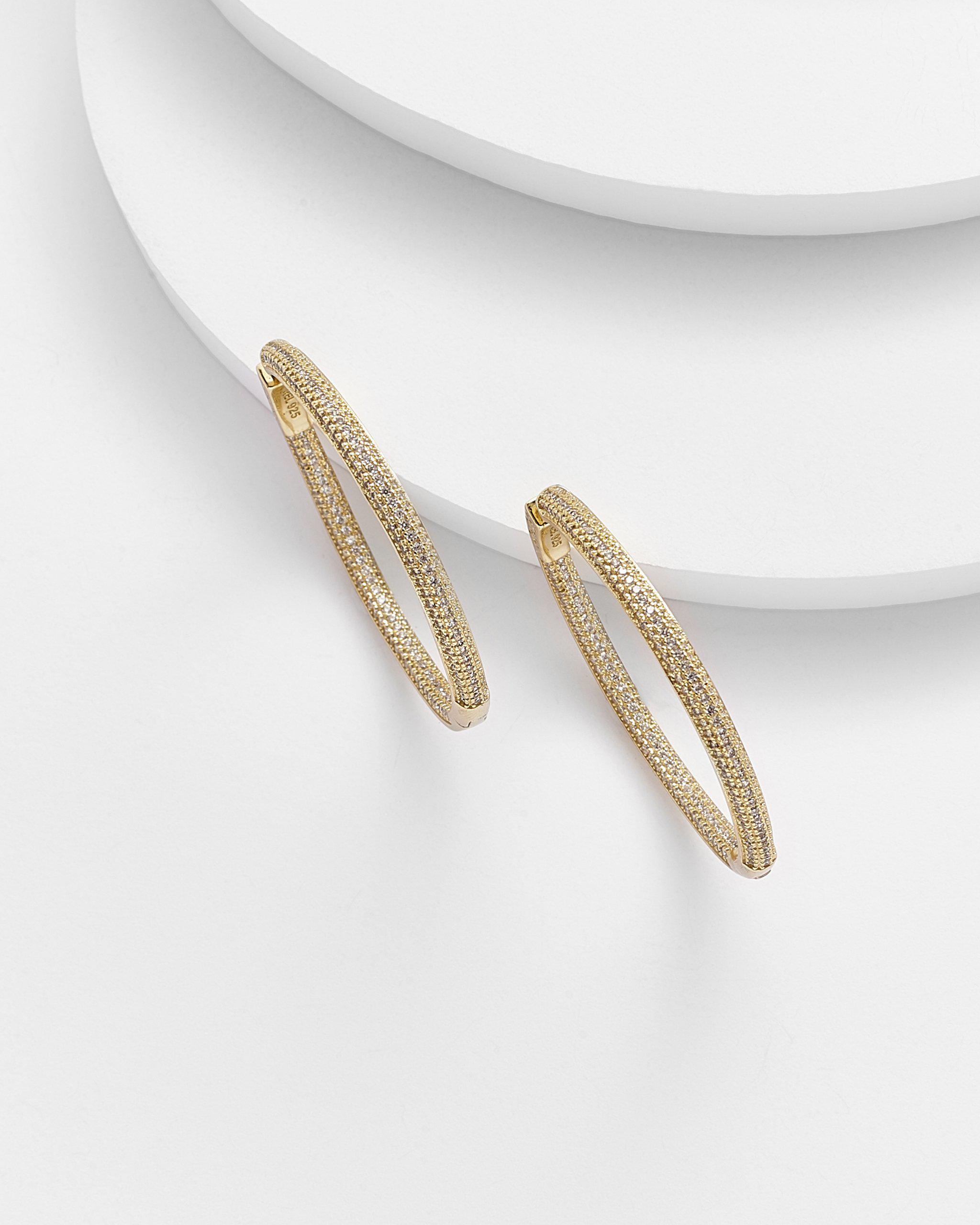 Carey Round Micro Pave Hoop 50mm Big CZ Earrings