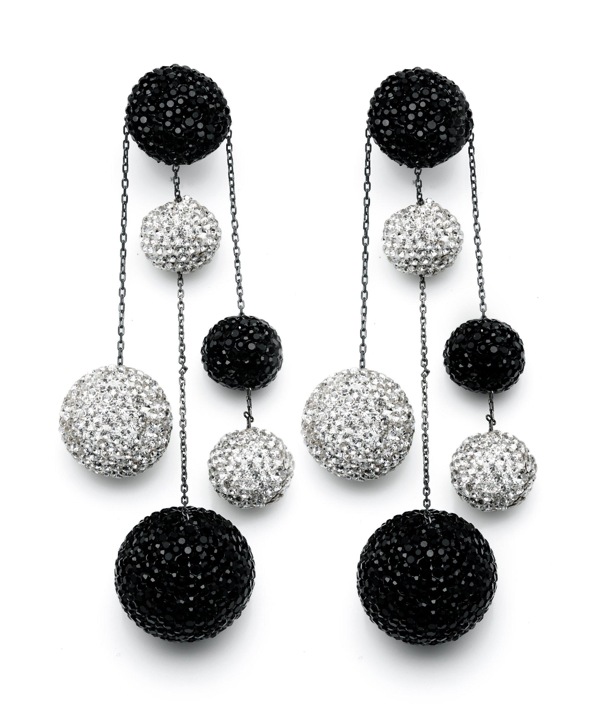 CLARICE HEMATITE MULTI BALL DROP EARRINGS