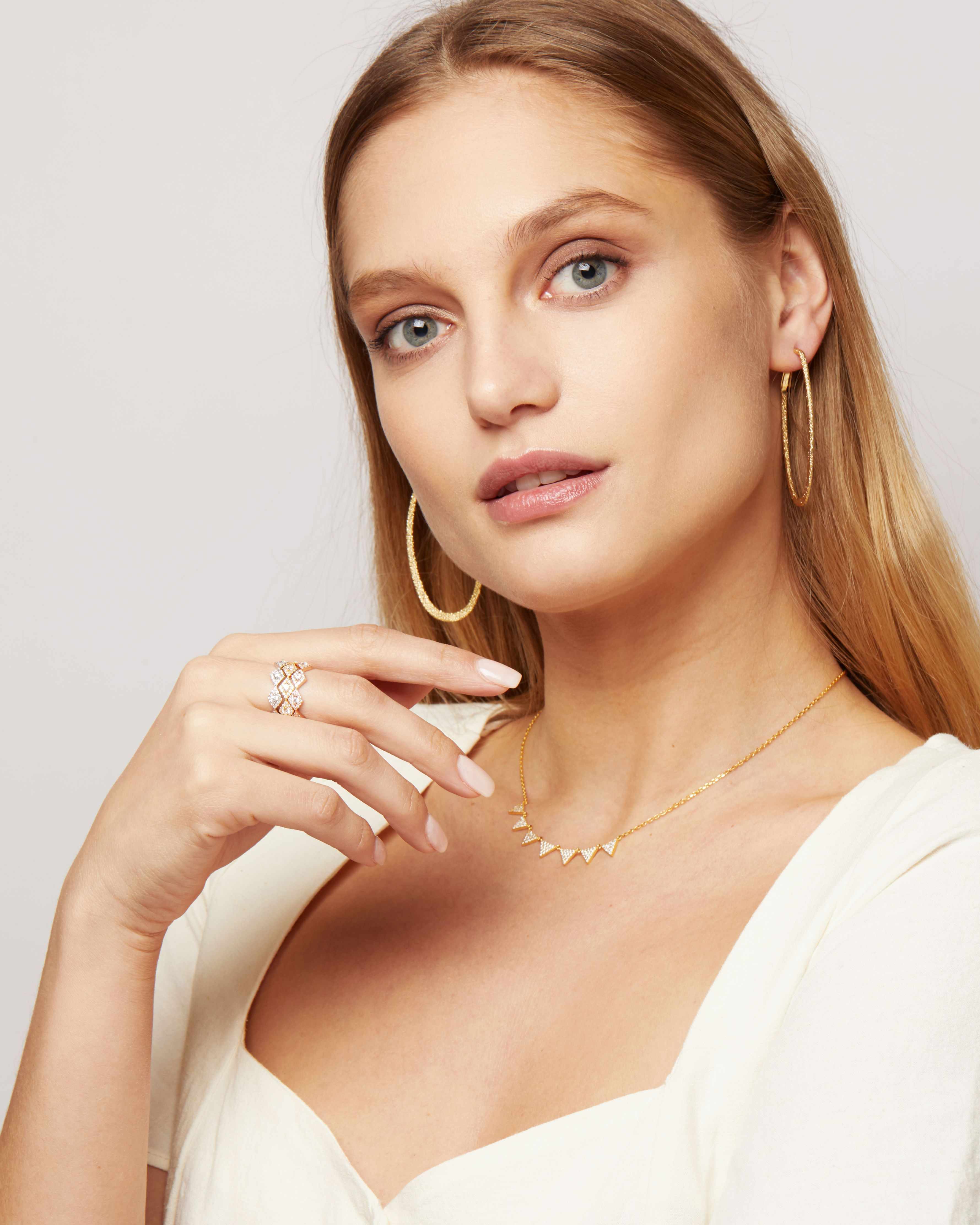 Kelly Stackable Diamond-Shaped Trio Rings