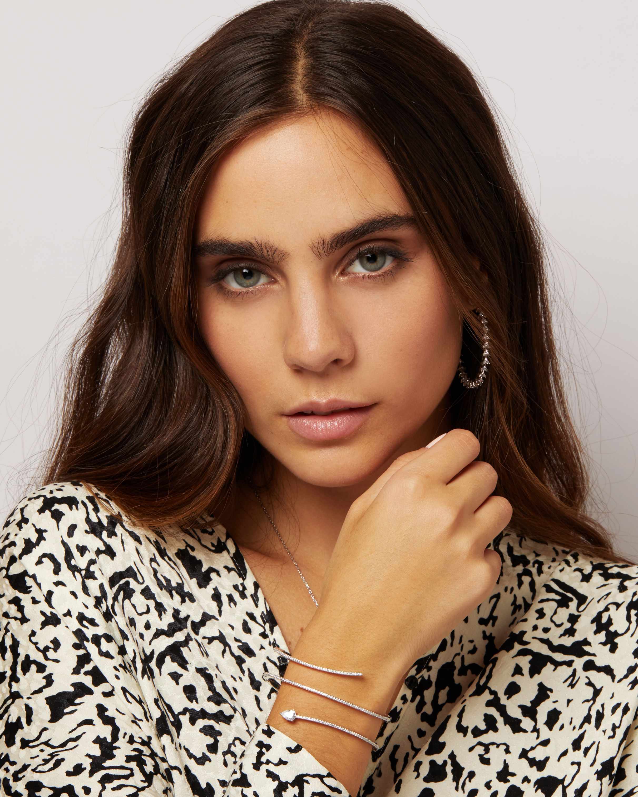 Sybil Double Wraparound Snake Bangle with Pear Shape Droplet