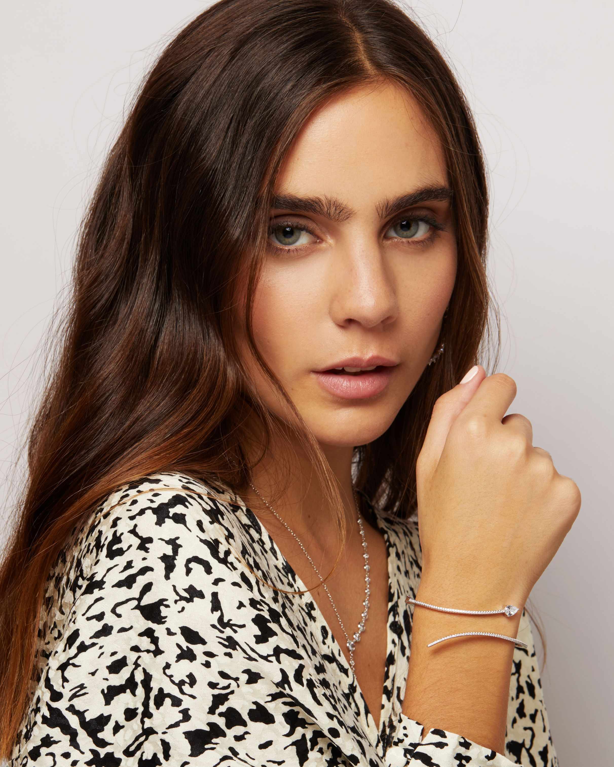 Sybil Single Wraparound Snake Bangle with Pear Shape Droplet