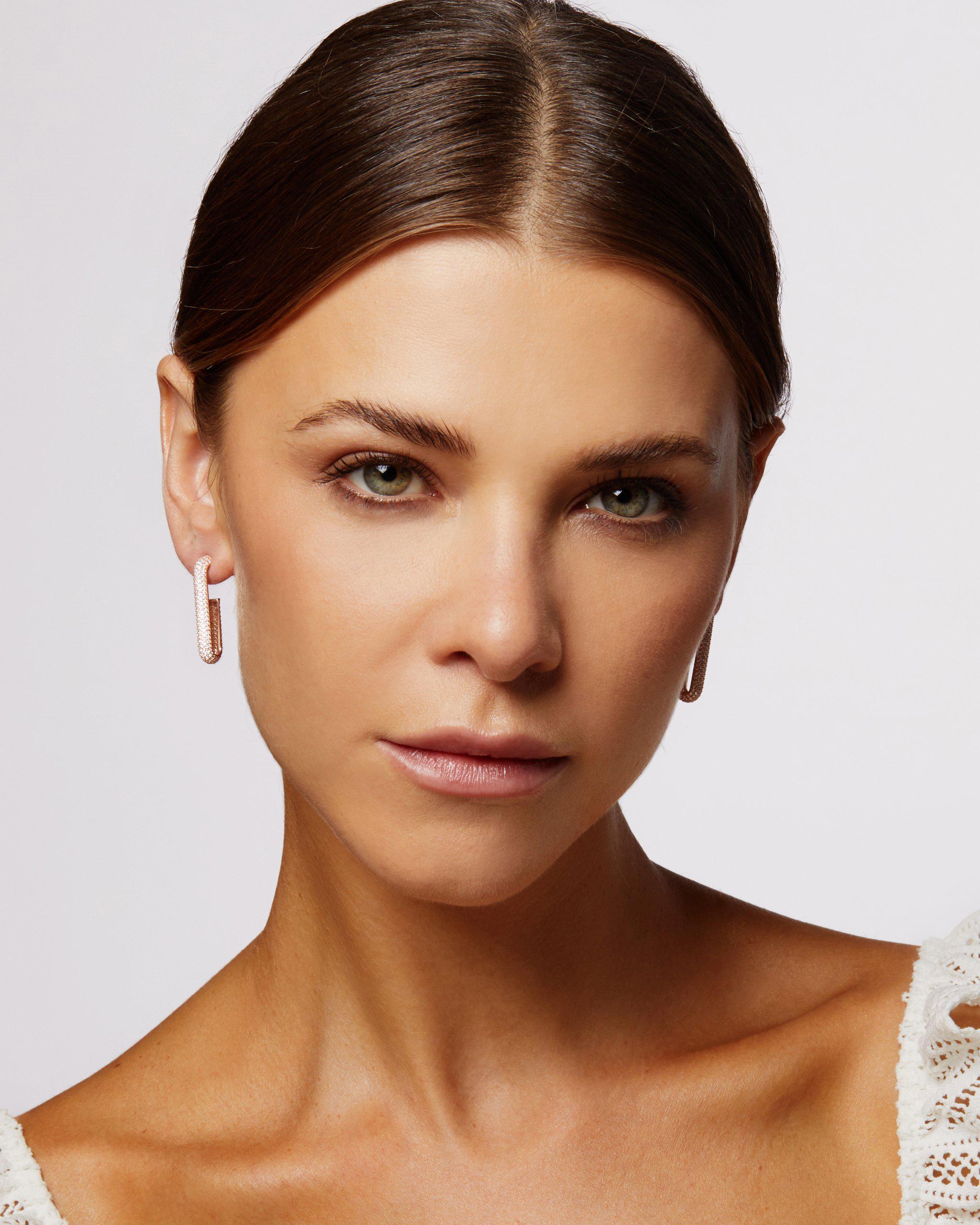 Paper Clip Pave Earrings