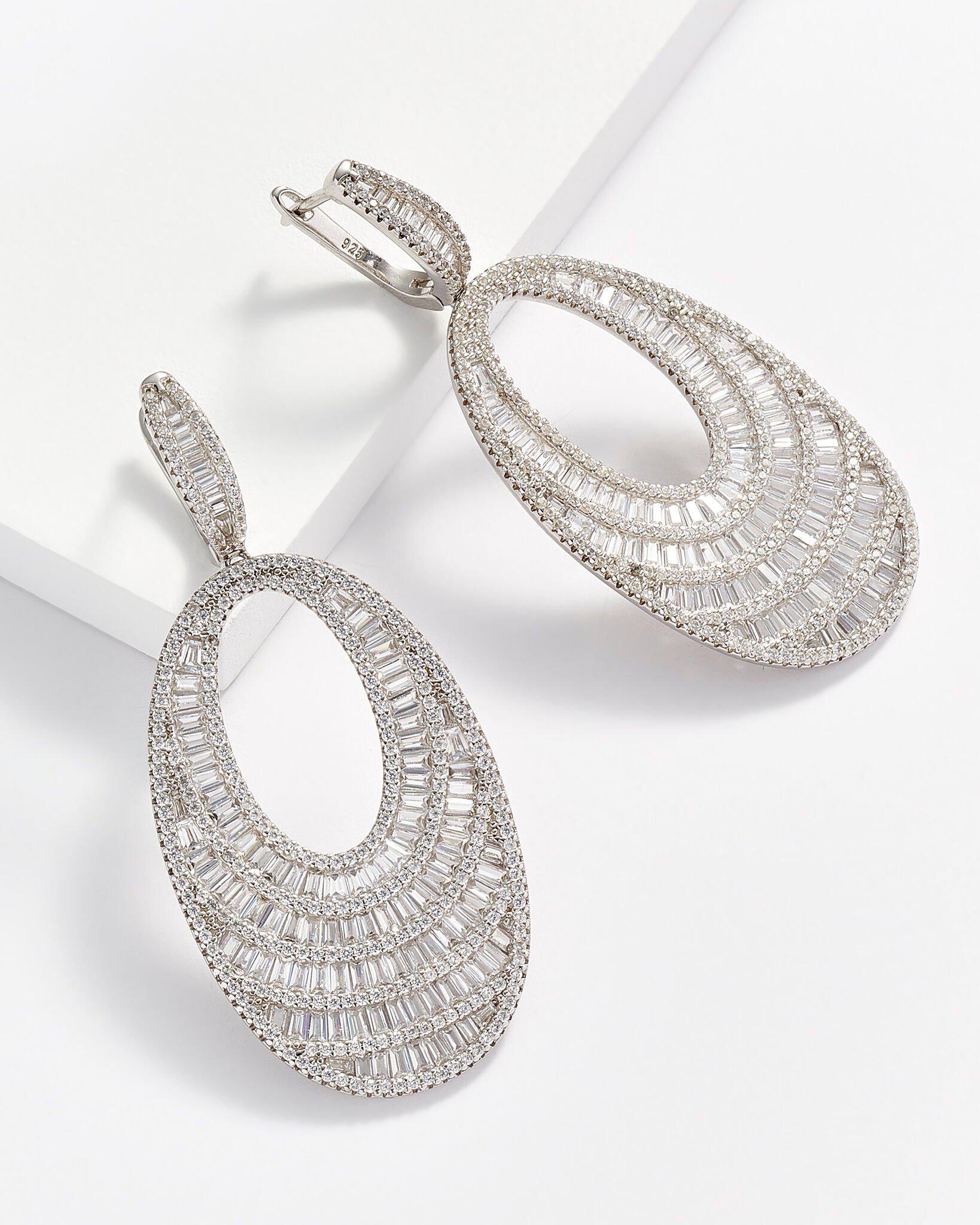 Colleen Baguette Oval Dangle Earrings