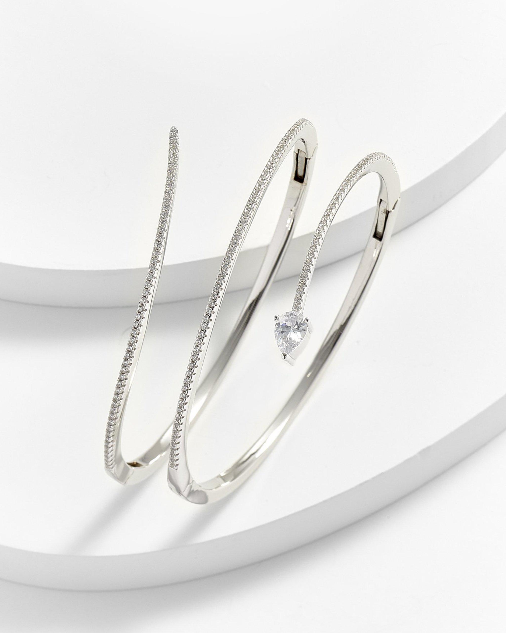 Sybil Double Wraparound Snake Bangle with Pear Shape Droplet