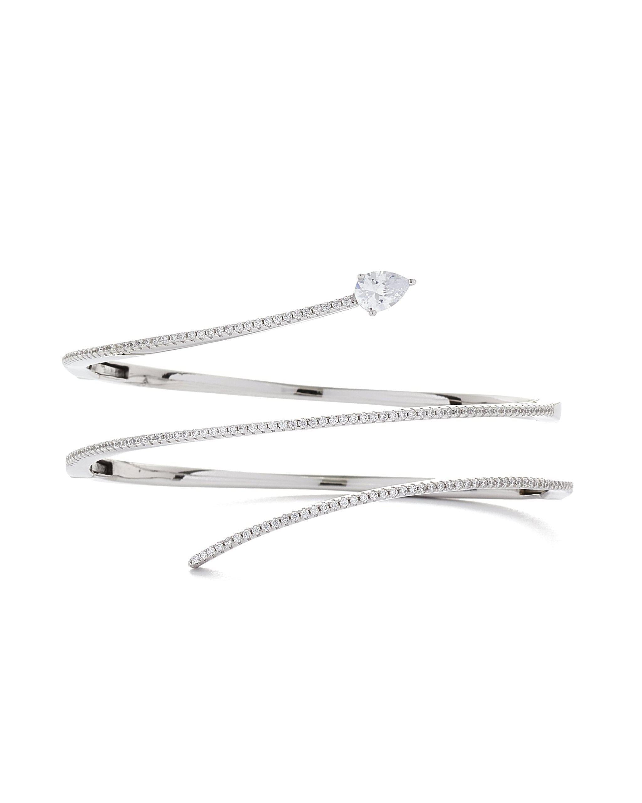 Sybil Double Wraparound Snake Bangle with Pear Shape Droplet