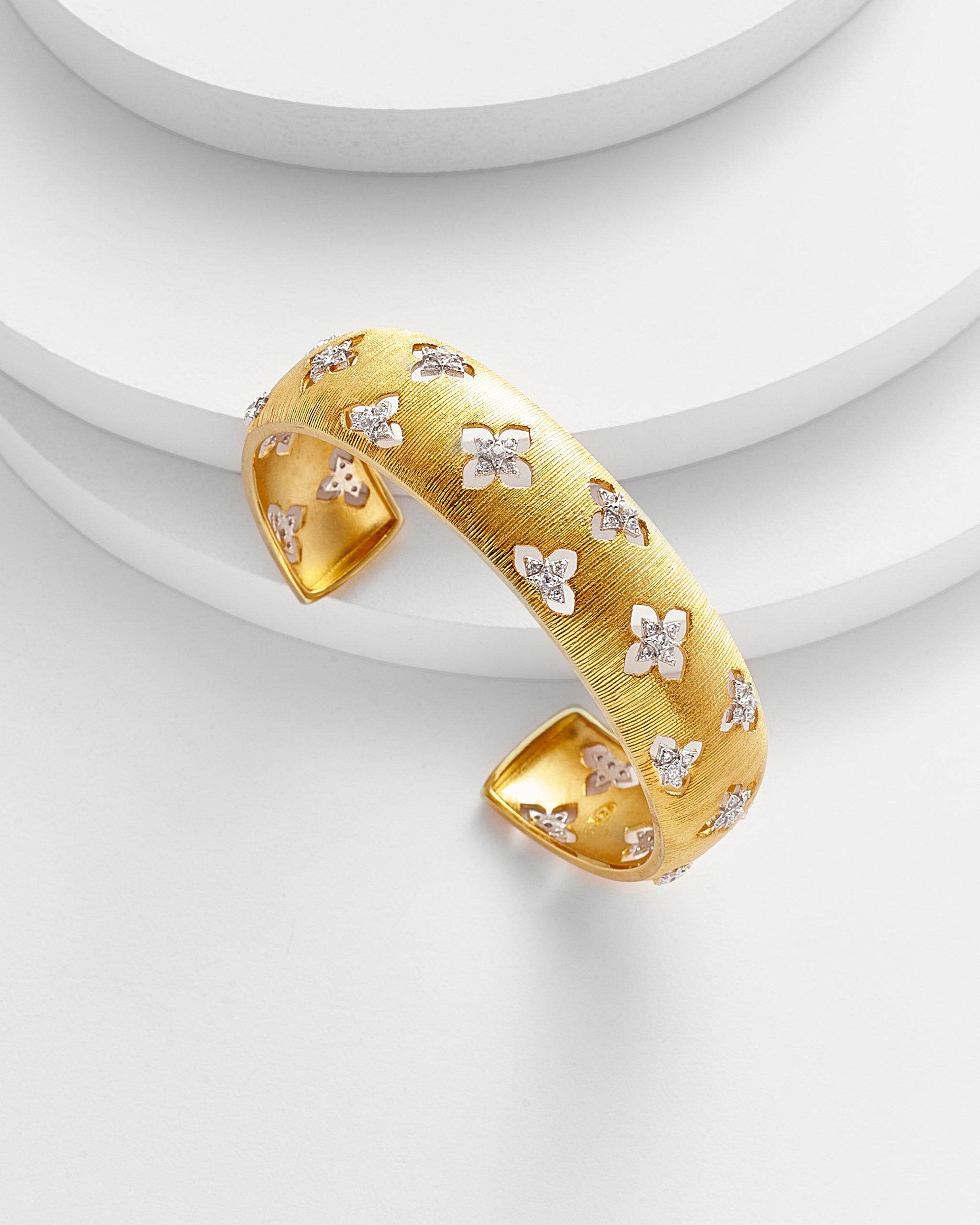 Belle Antique Brushed Cut out Gold Cuff