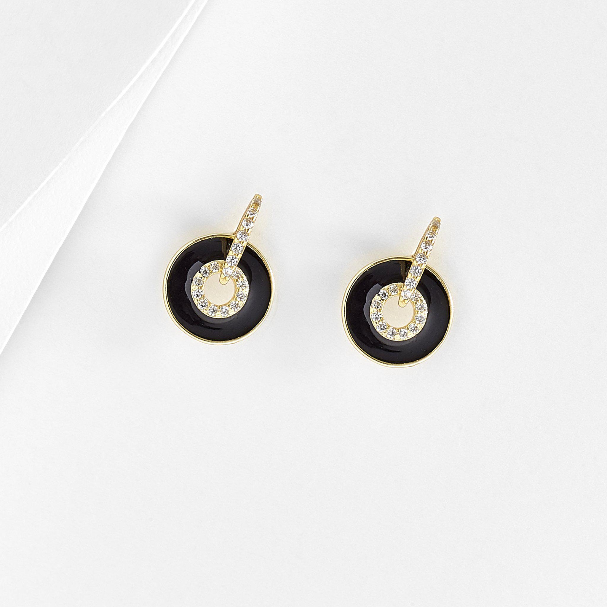 Cara Enamel Circle Disc Stud Earrings