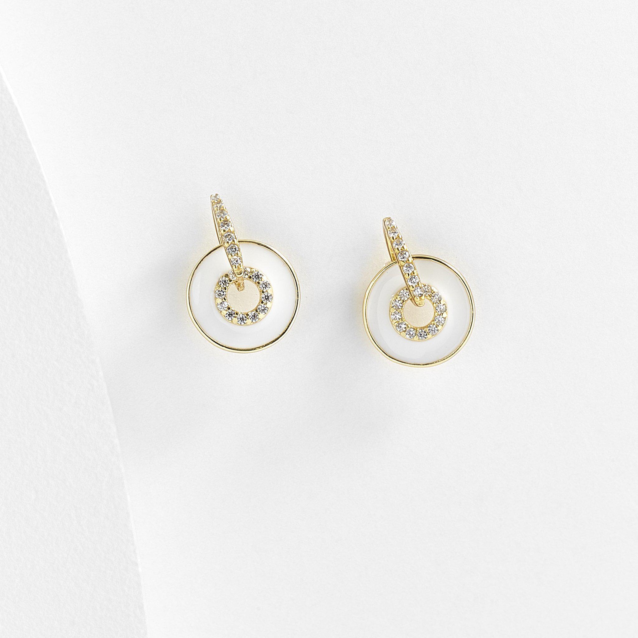 Cara Enamel Circle Disc Stud Earrings