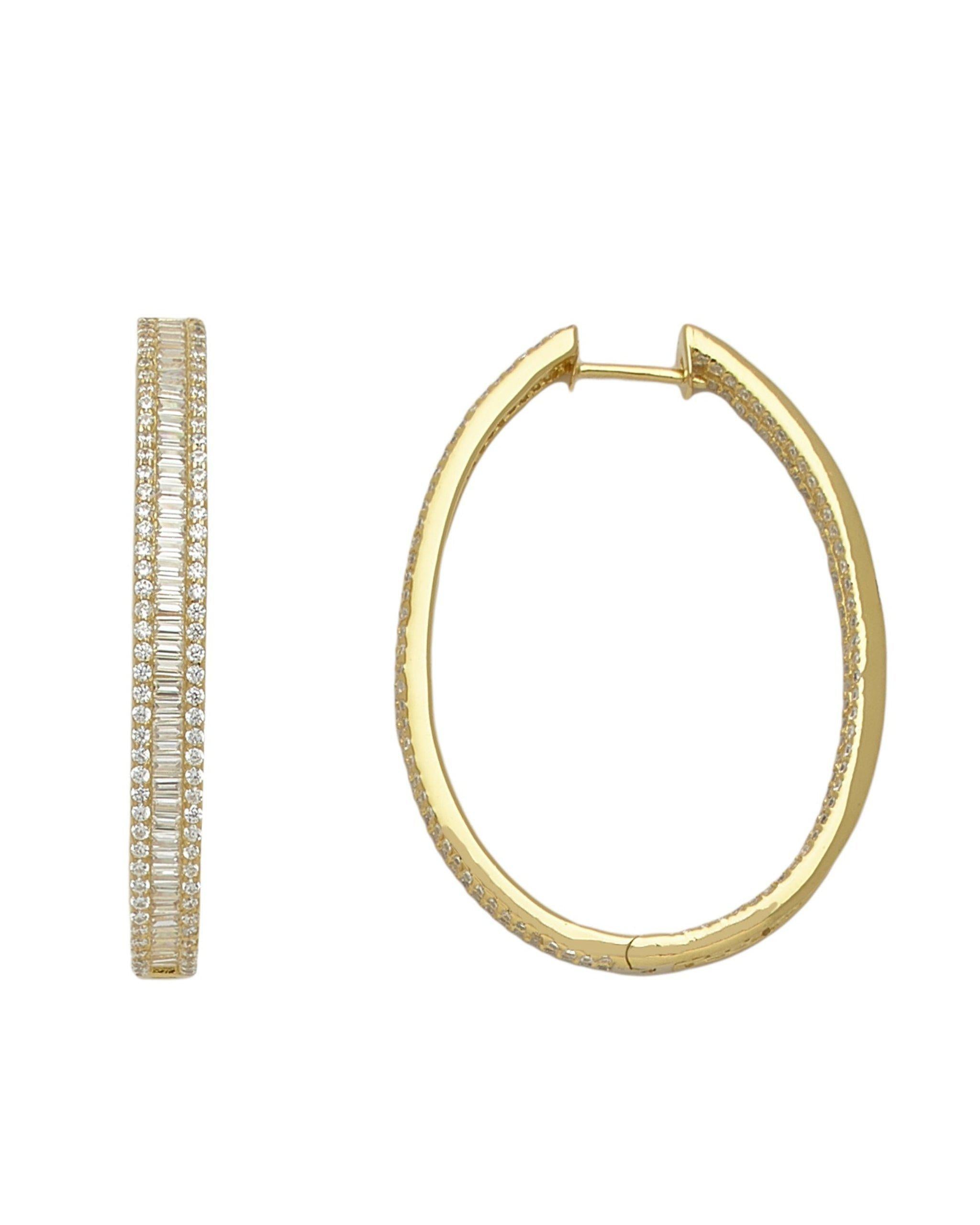 Christina Baguette Triple Row Oblong Hoop Earrings