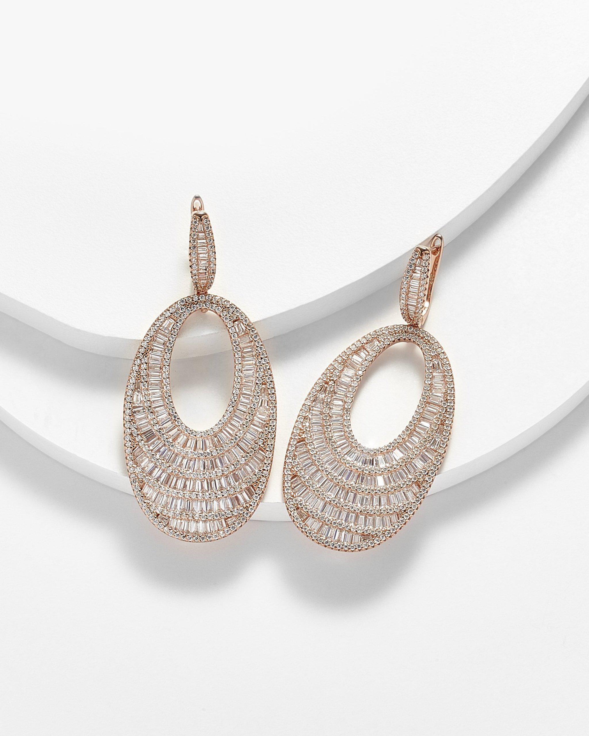 Colleen Baguette Oval Dangle Earrings
