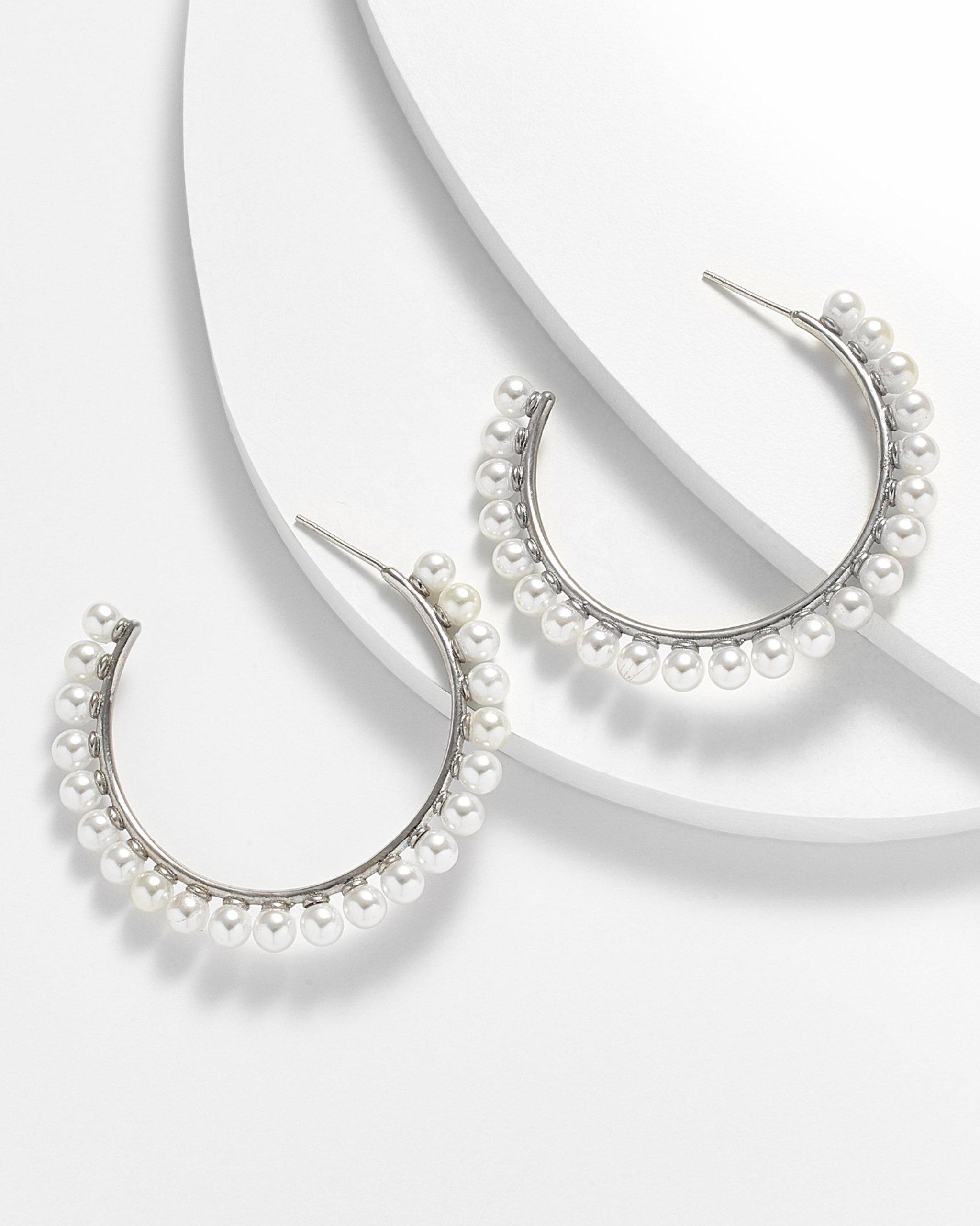 Kendall Pearl Hoop Earrings