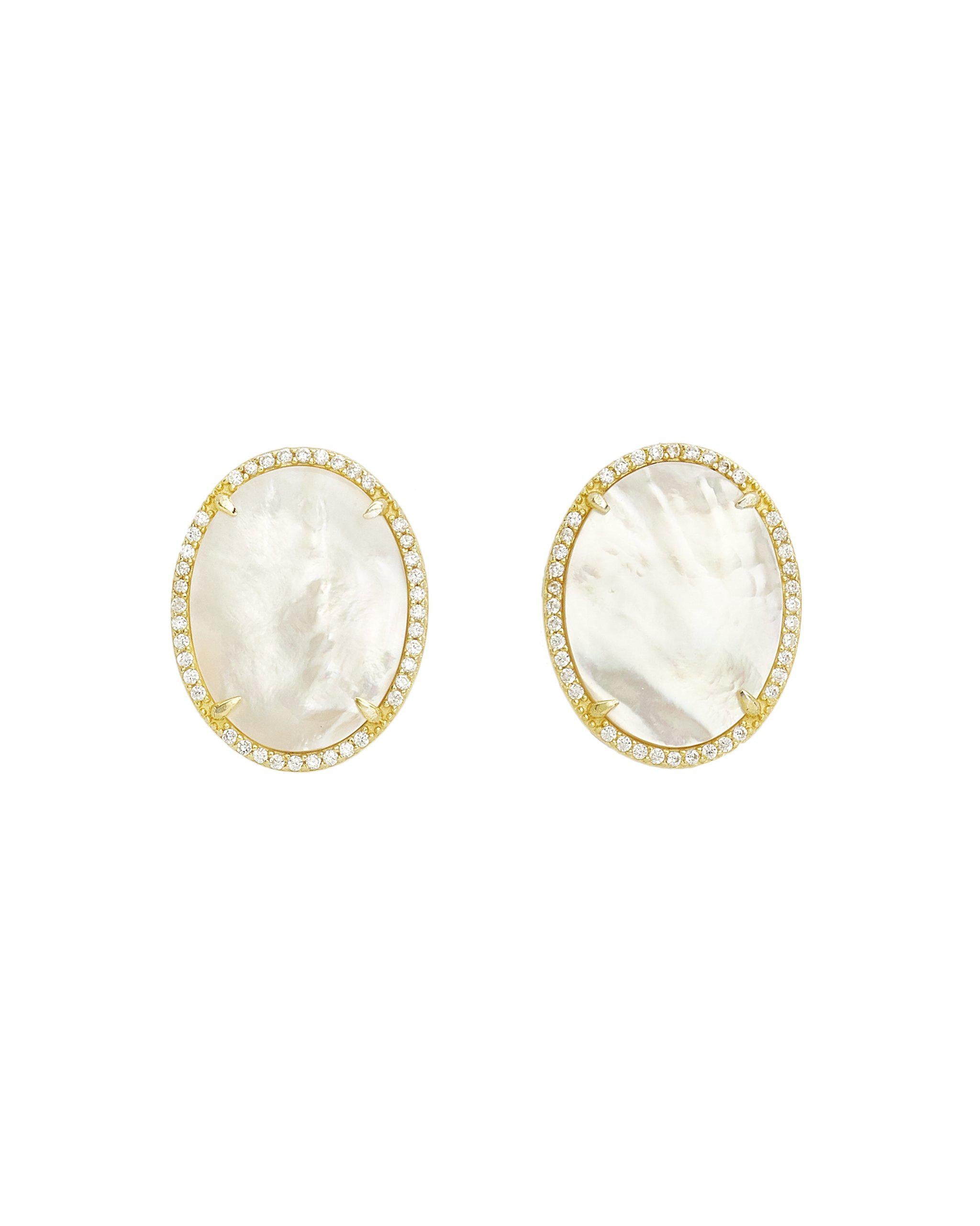 Amanda Oval-Shaped Mother of Pearl Stud Earrings