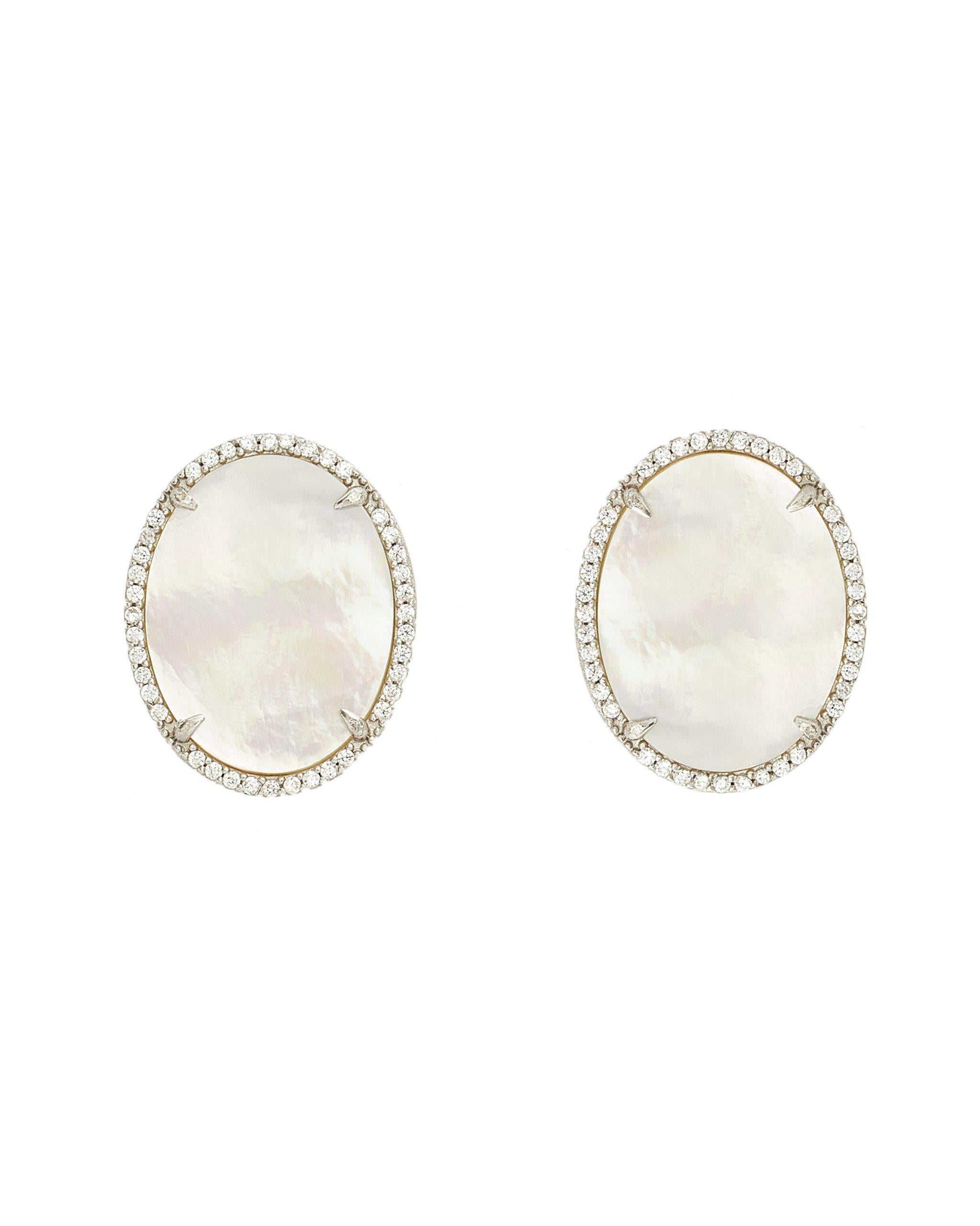 Amanda Oval-Shaped Mother of Pearl Stud Earrings