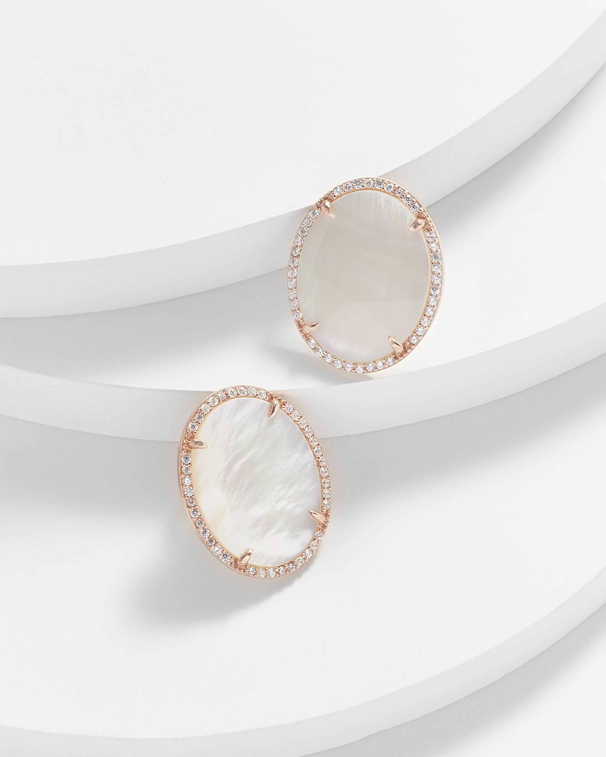 Amanda Oval-Shaped Mother of Pearl Stud Earrings