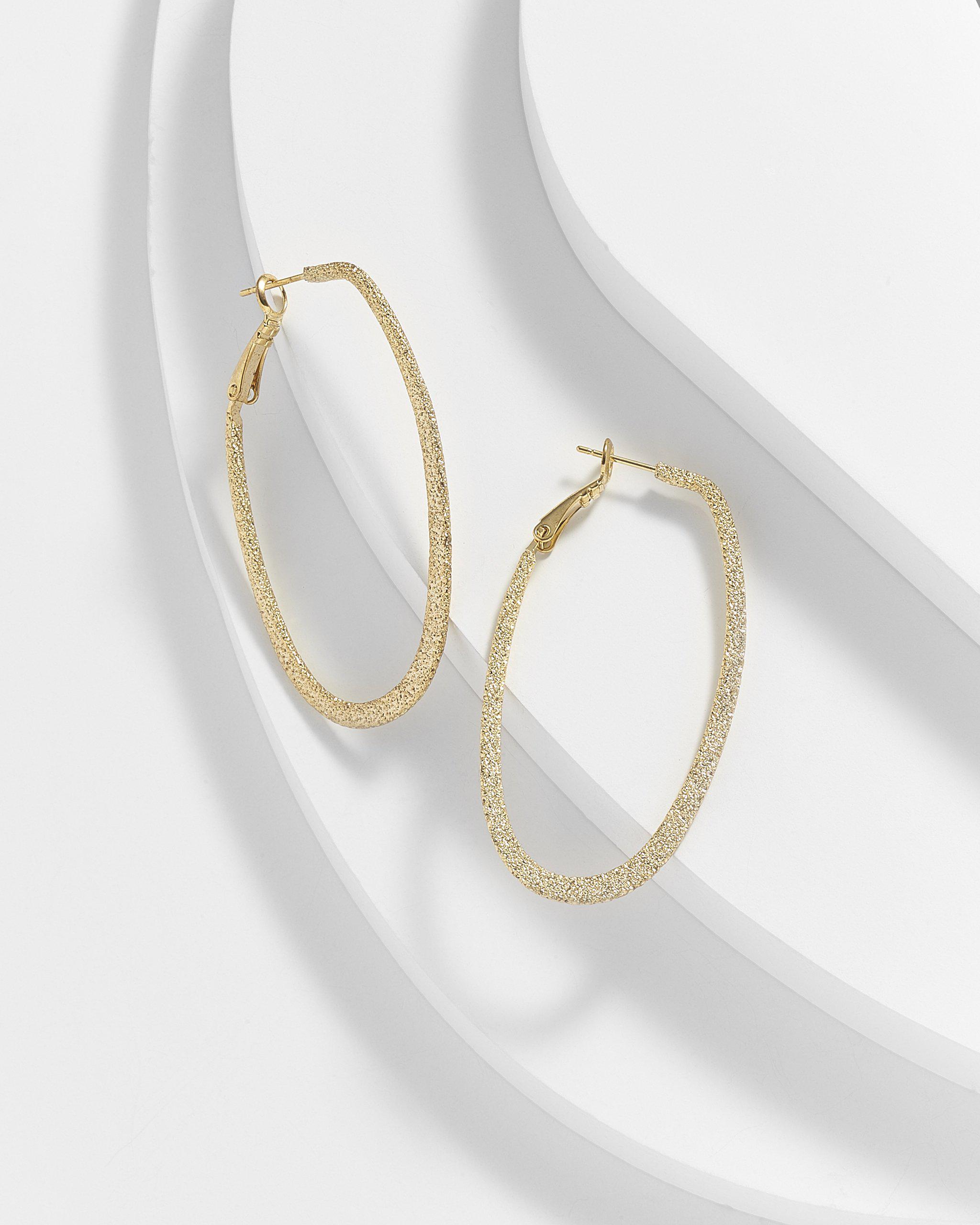 Angela Brushed Oblong Hoop Earrings