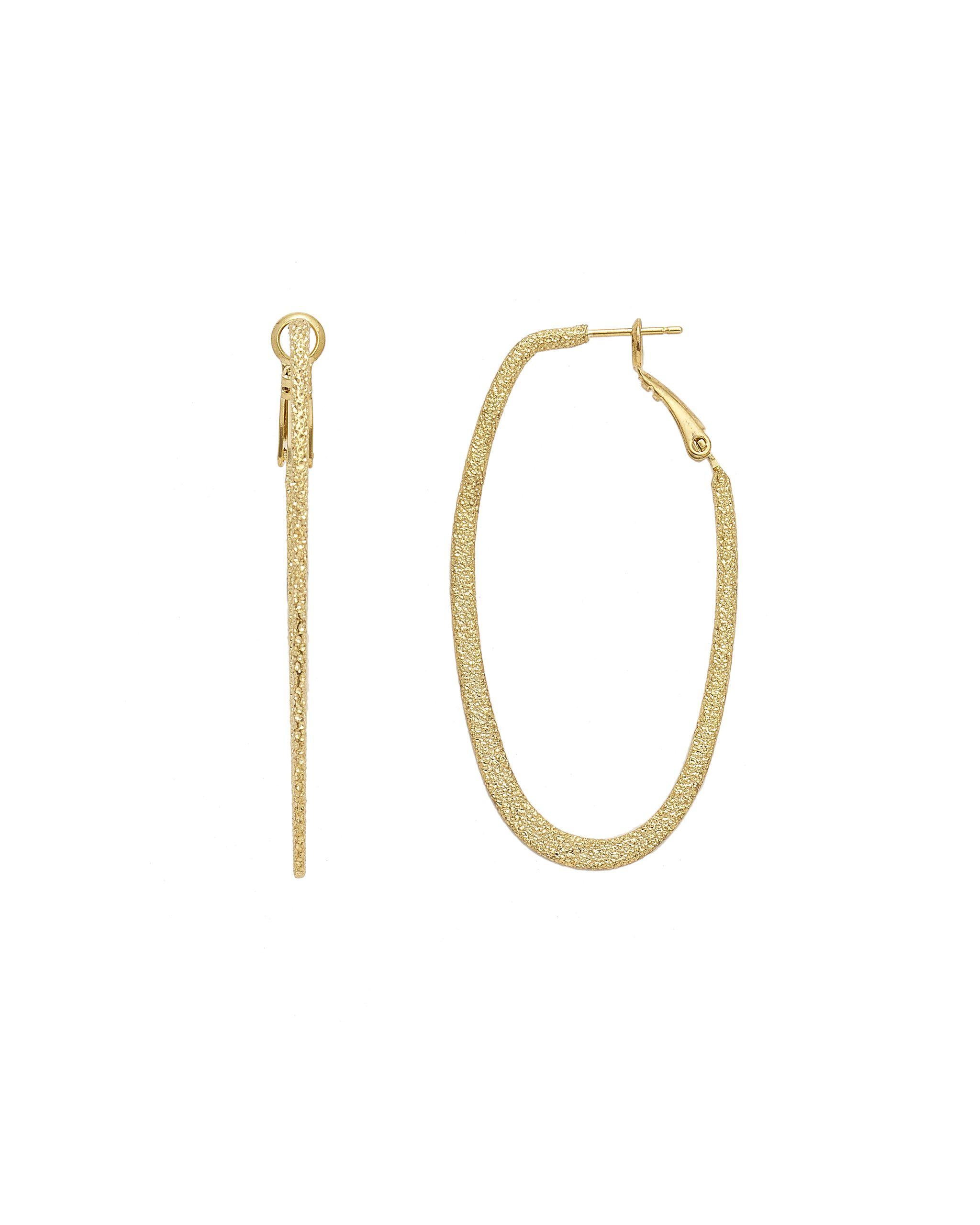 Angela Brushed Oblong Hoop Earrings