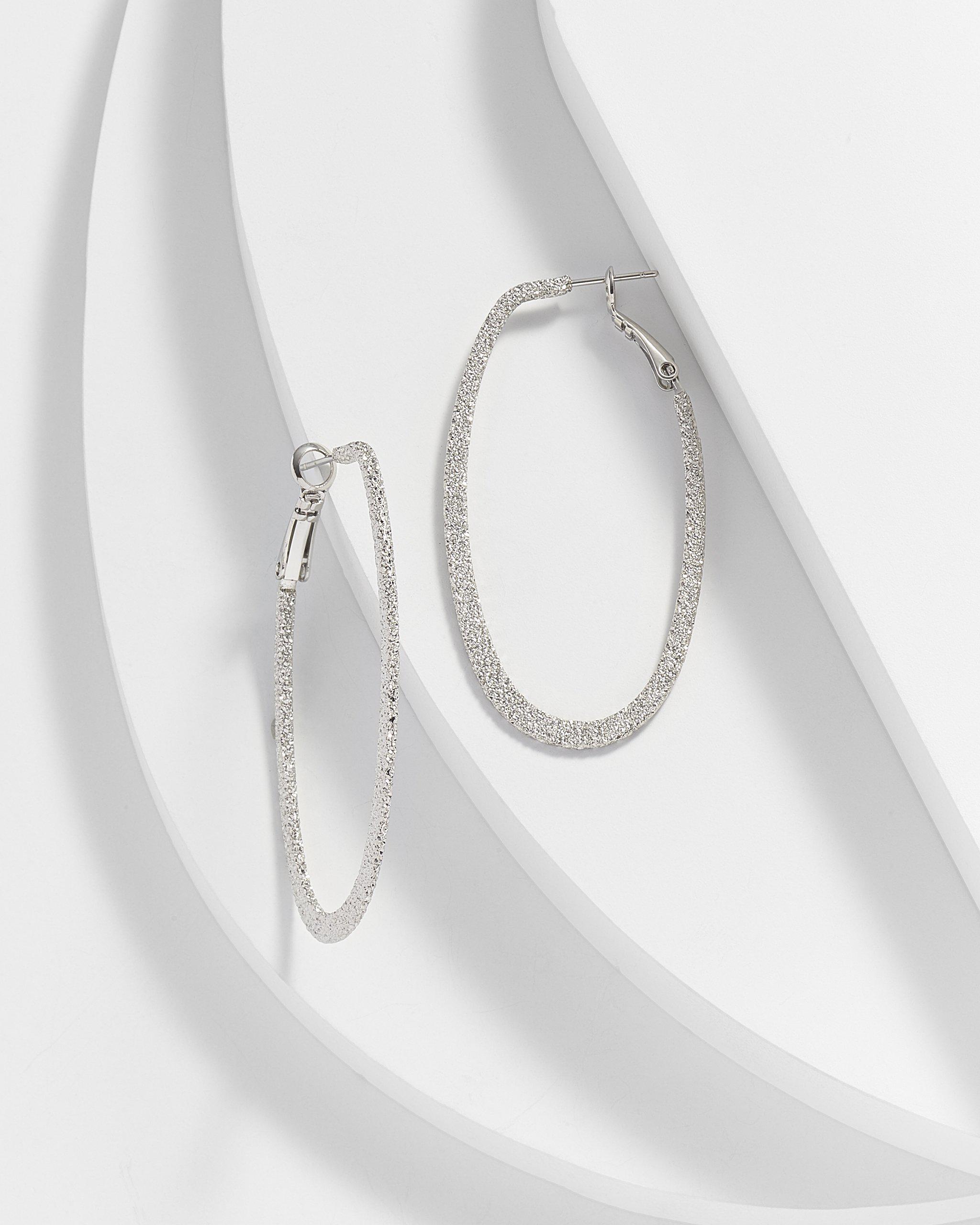 Angela Brushed Oblong Hoop Earrings