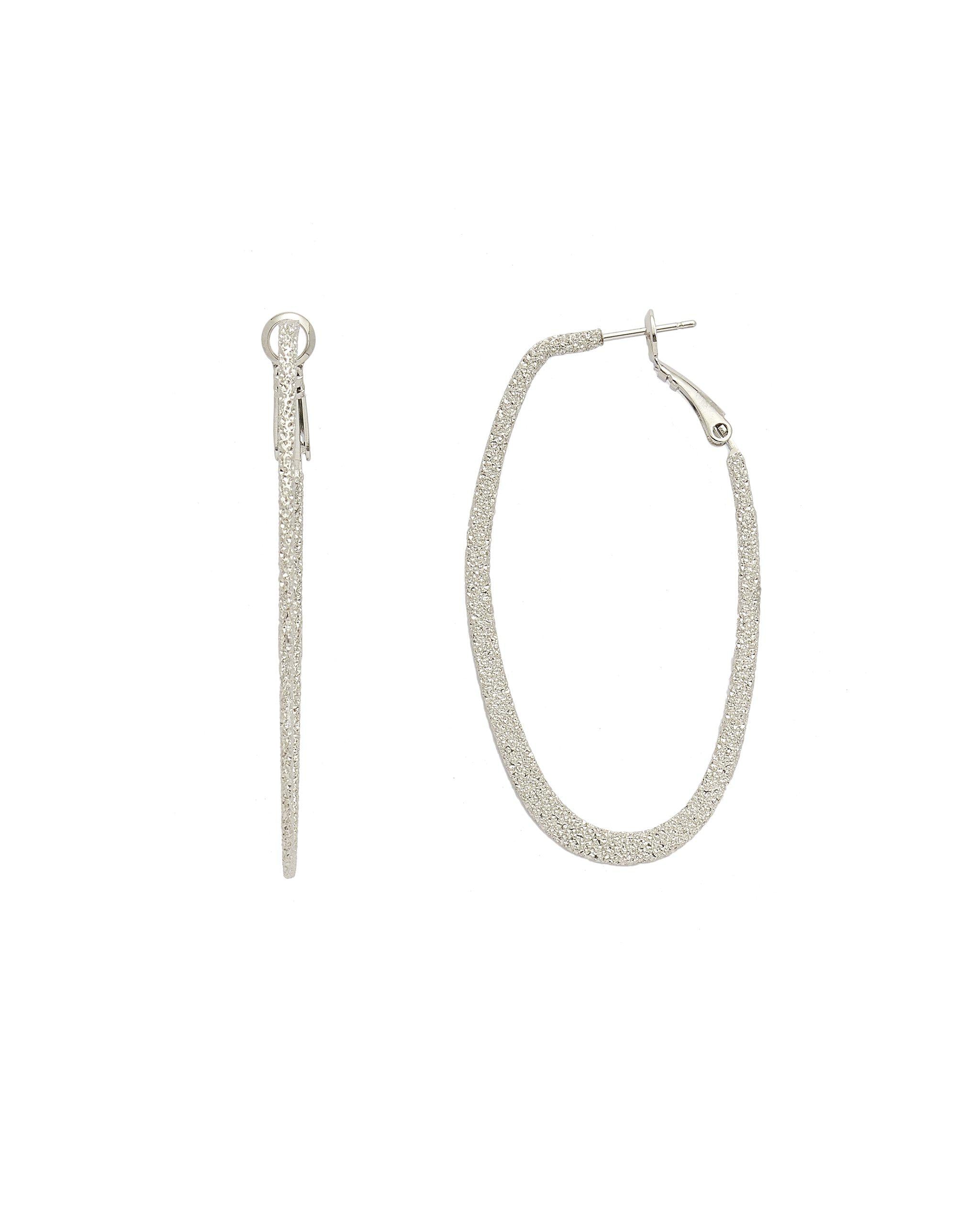Angela Brushed Oblong Hoop Earrings