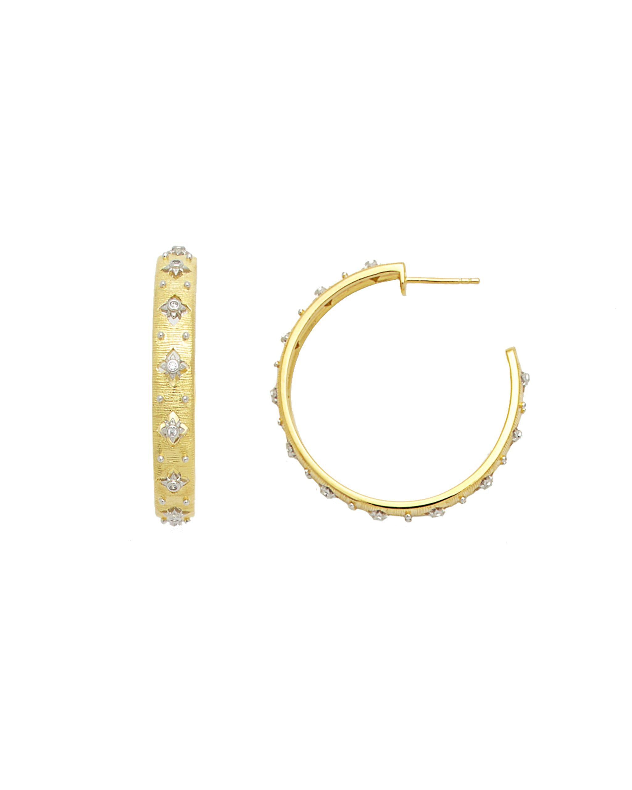 Belle Antique Brashed Gold Cut out Hoops Earrings