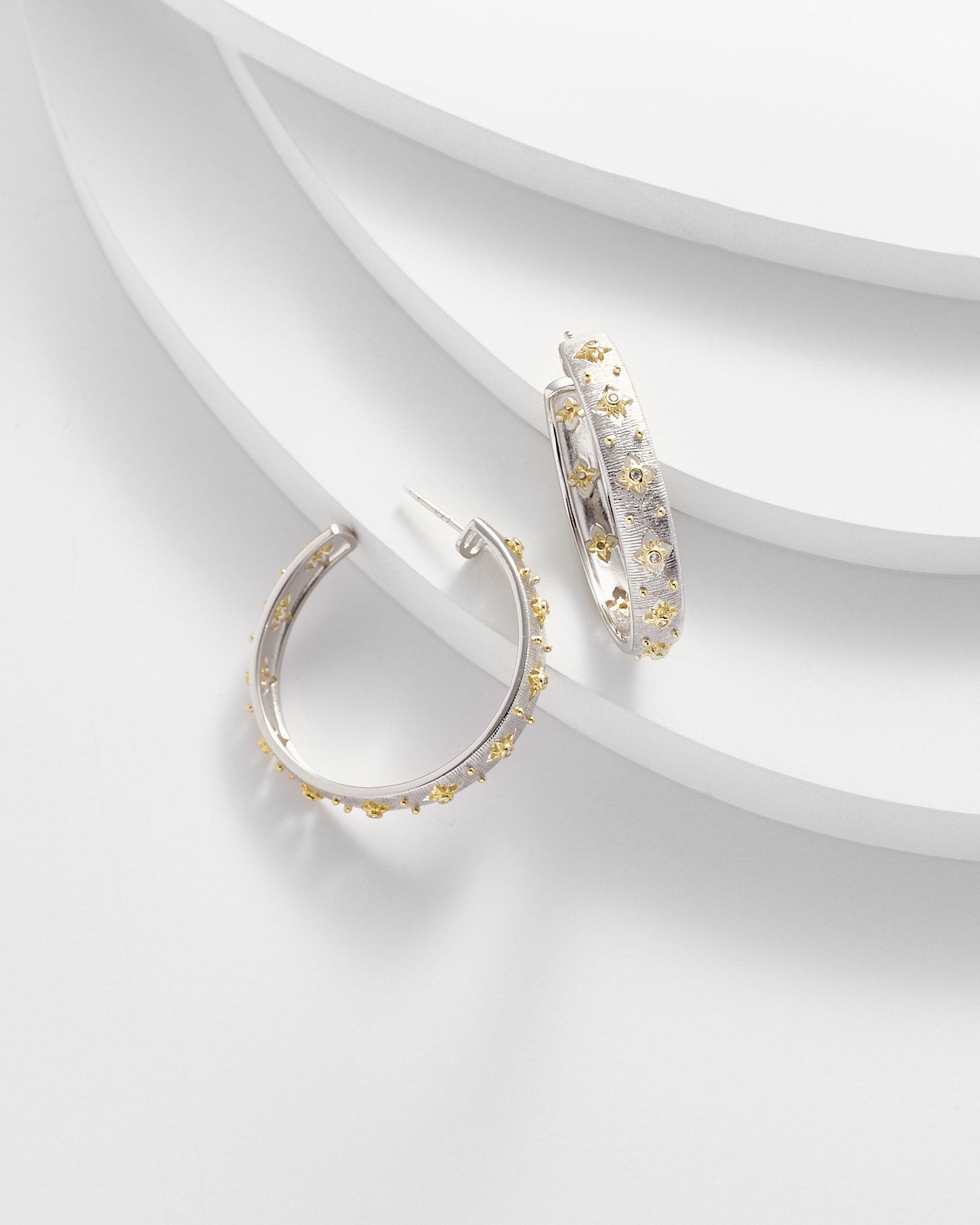 Belle Antique Brashed Gold Cut out Hoops Earrings