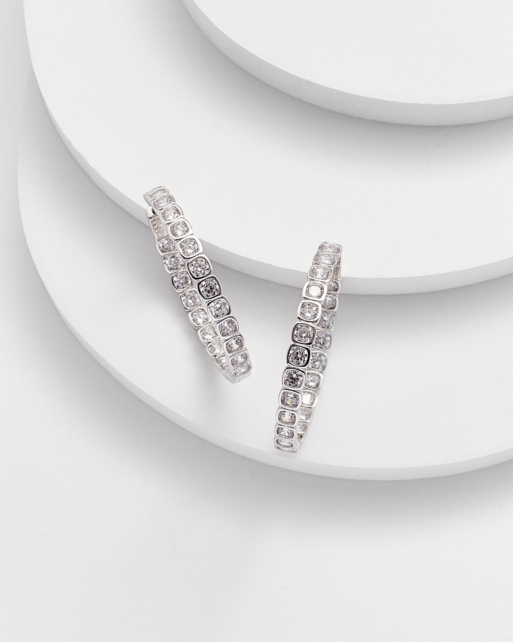 CHARLENE Cushion Cut Diamonettes Hoop Earrings