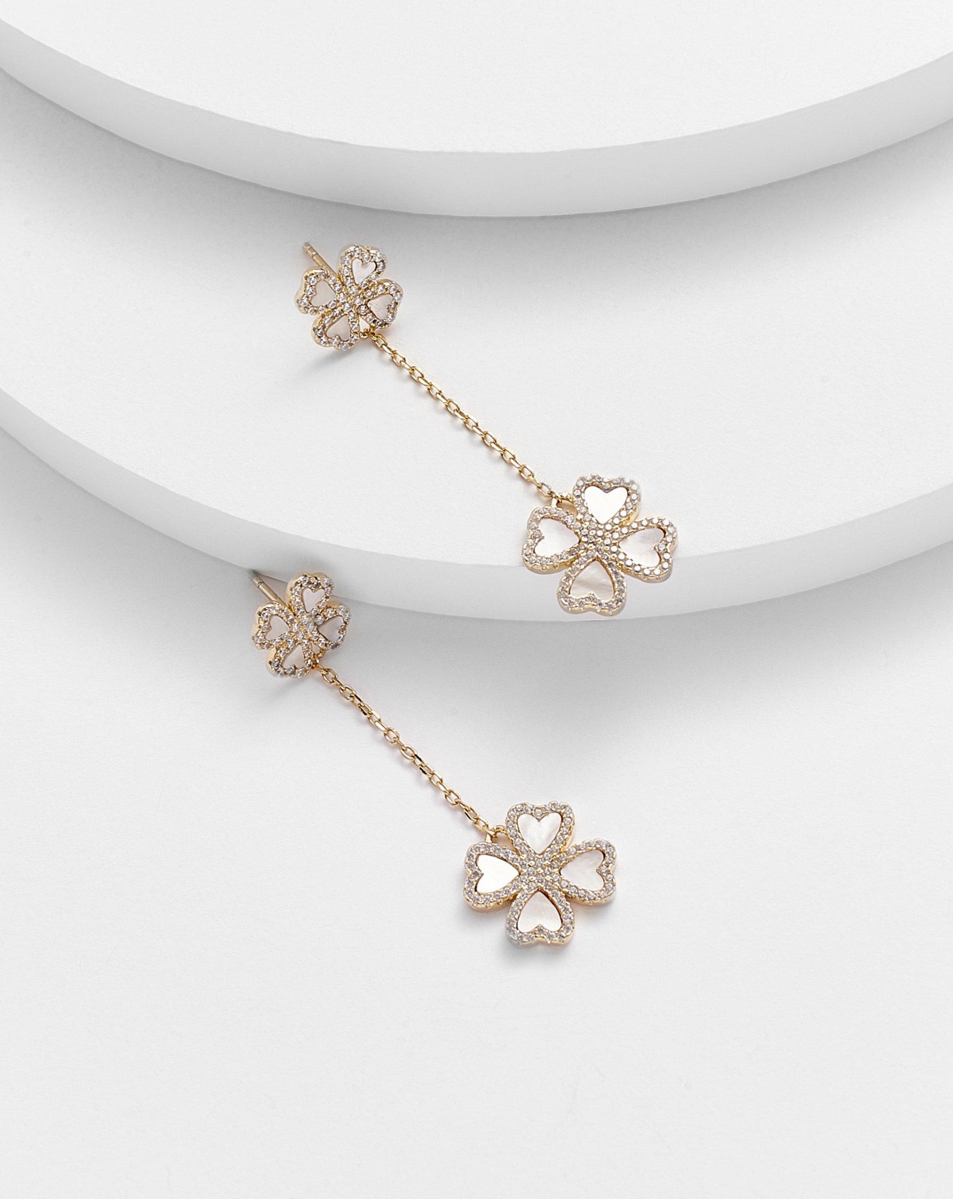 Doreen Clover Mother of Pearl Drop Earrings