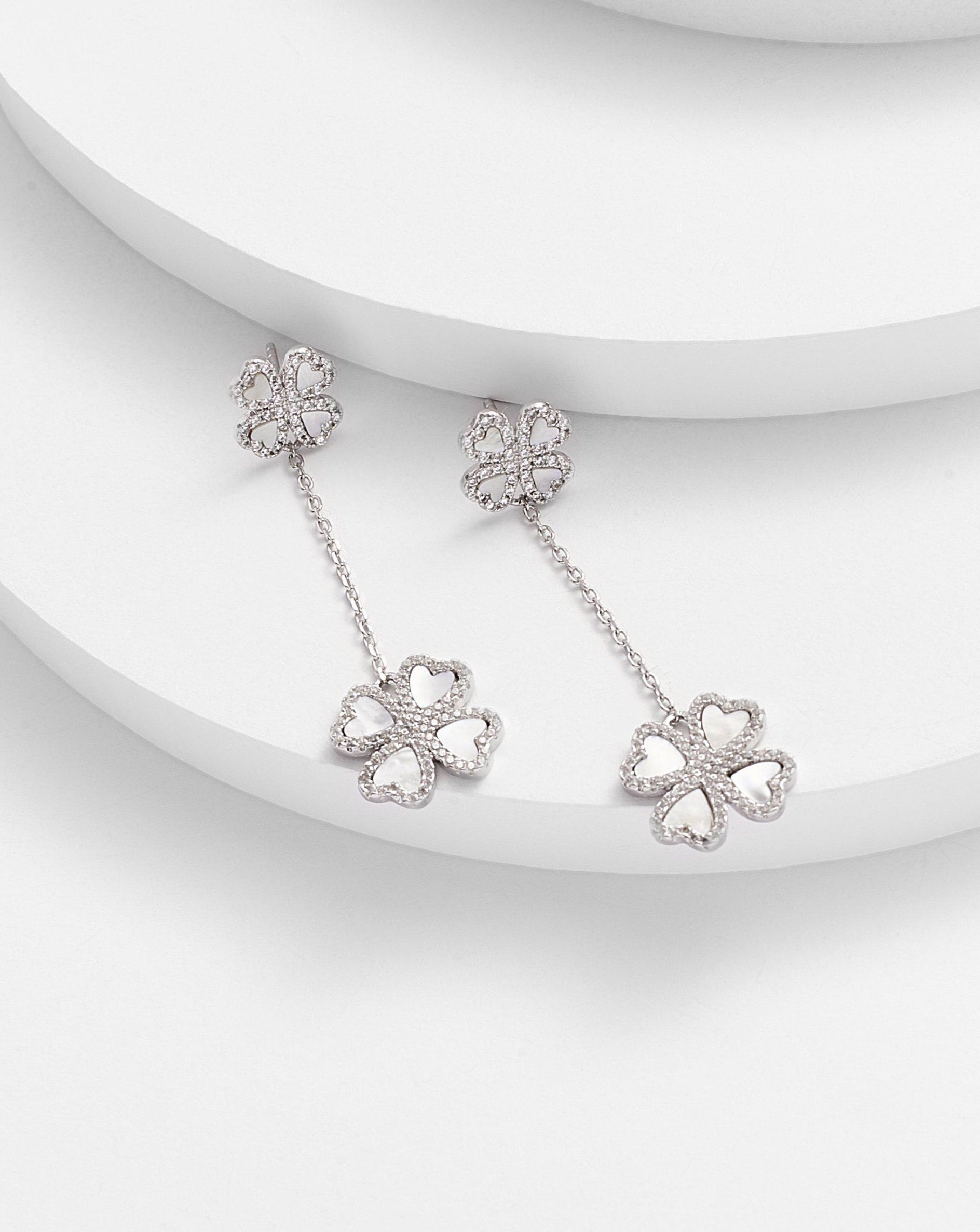 Doreen Clover Mother of Pearl Drop Earrings