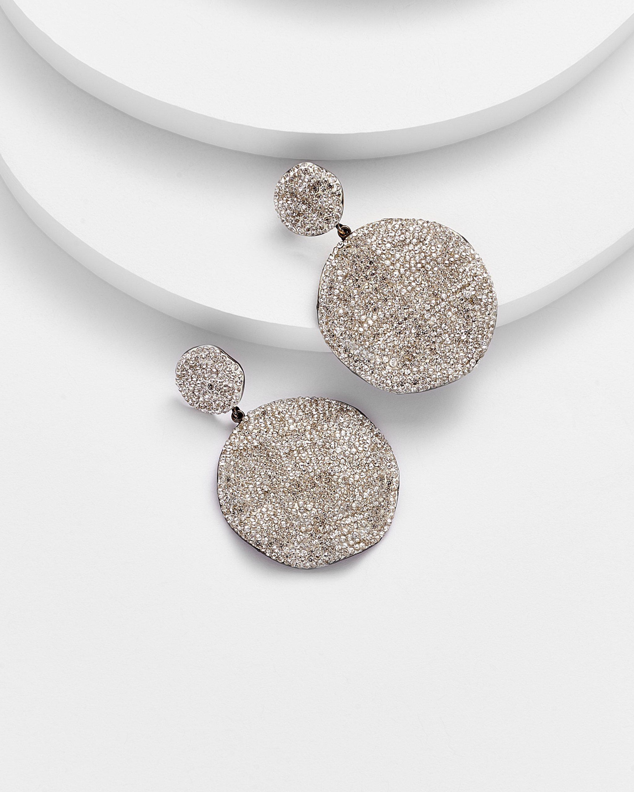 LEANORA HEMATITE GALAXY COLLECTION LARGE WAVE DISC EARRINGS