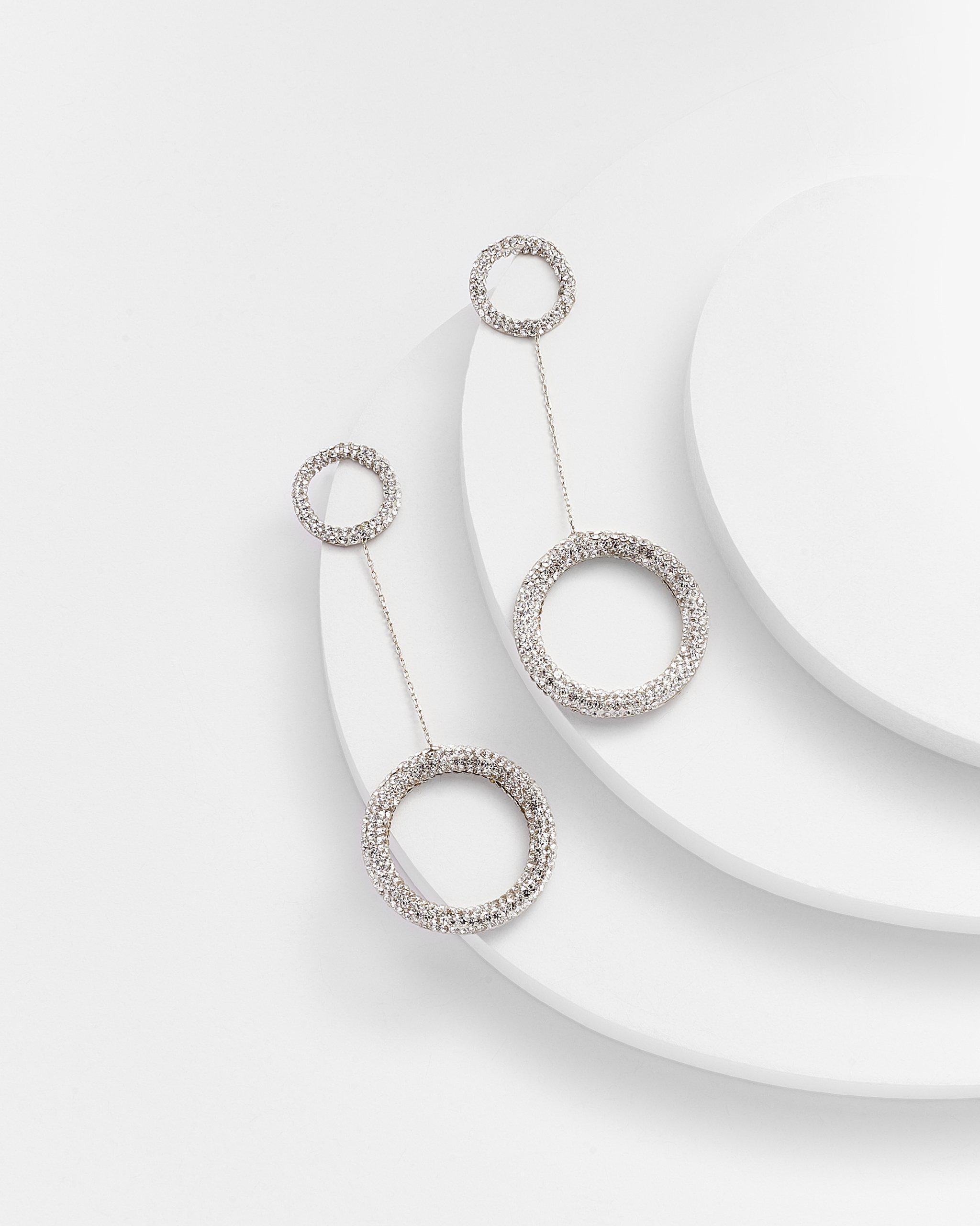 ELEANOR Hematite Drop Circle Earrings