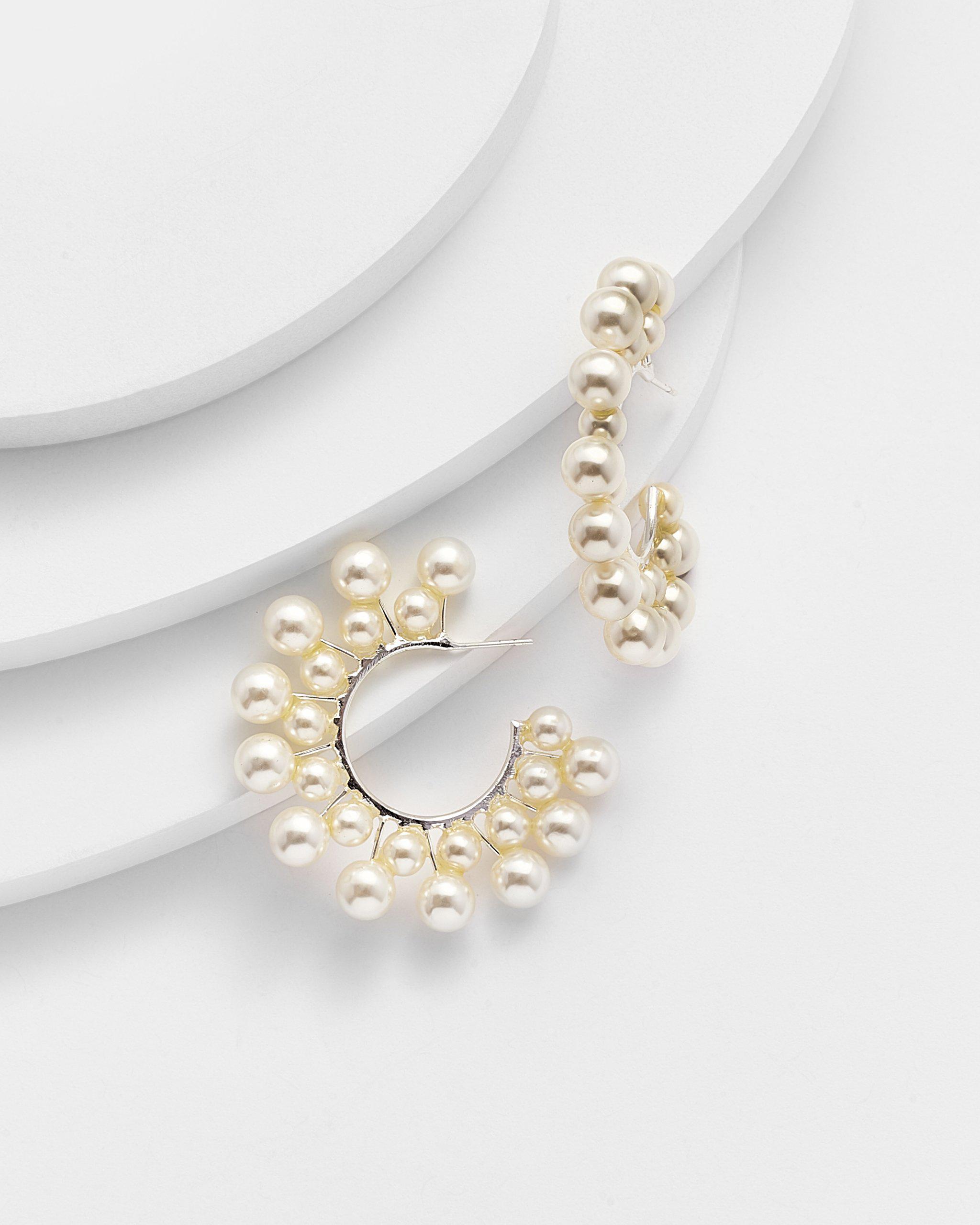 Elena Pearl Hoop Earrings