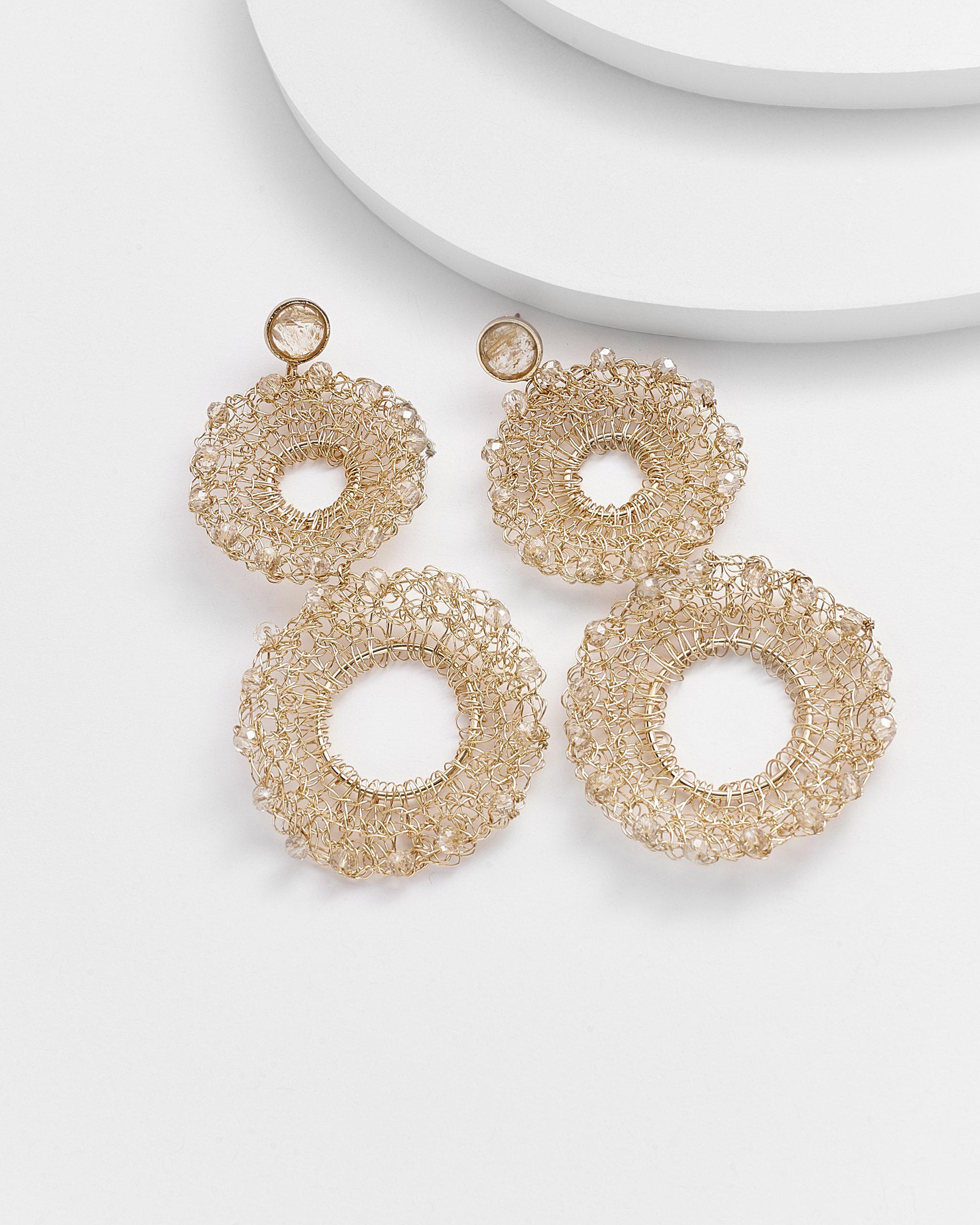 LOLA Gold Mesh Pearl Earrings