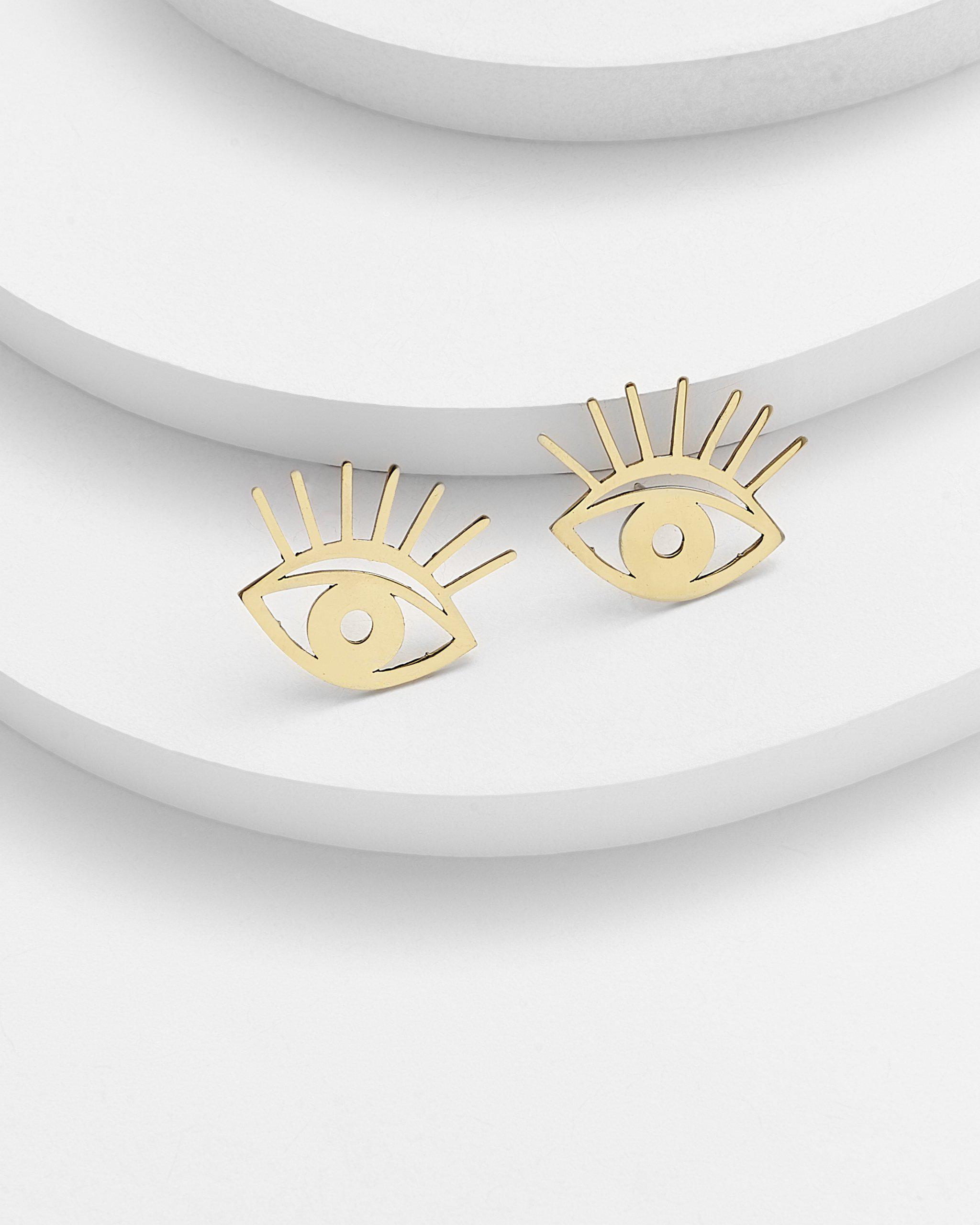 EYE with eyelashes stud earrings