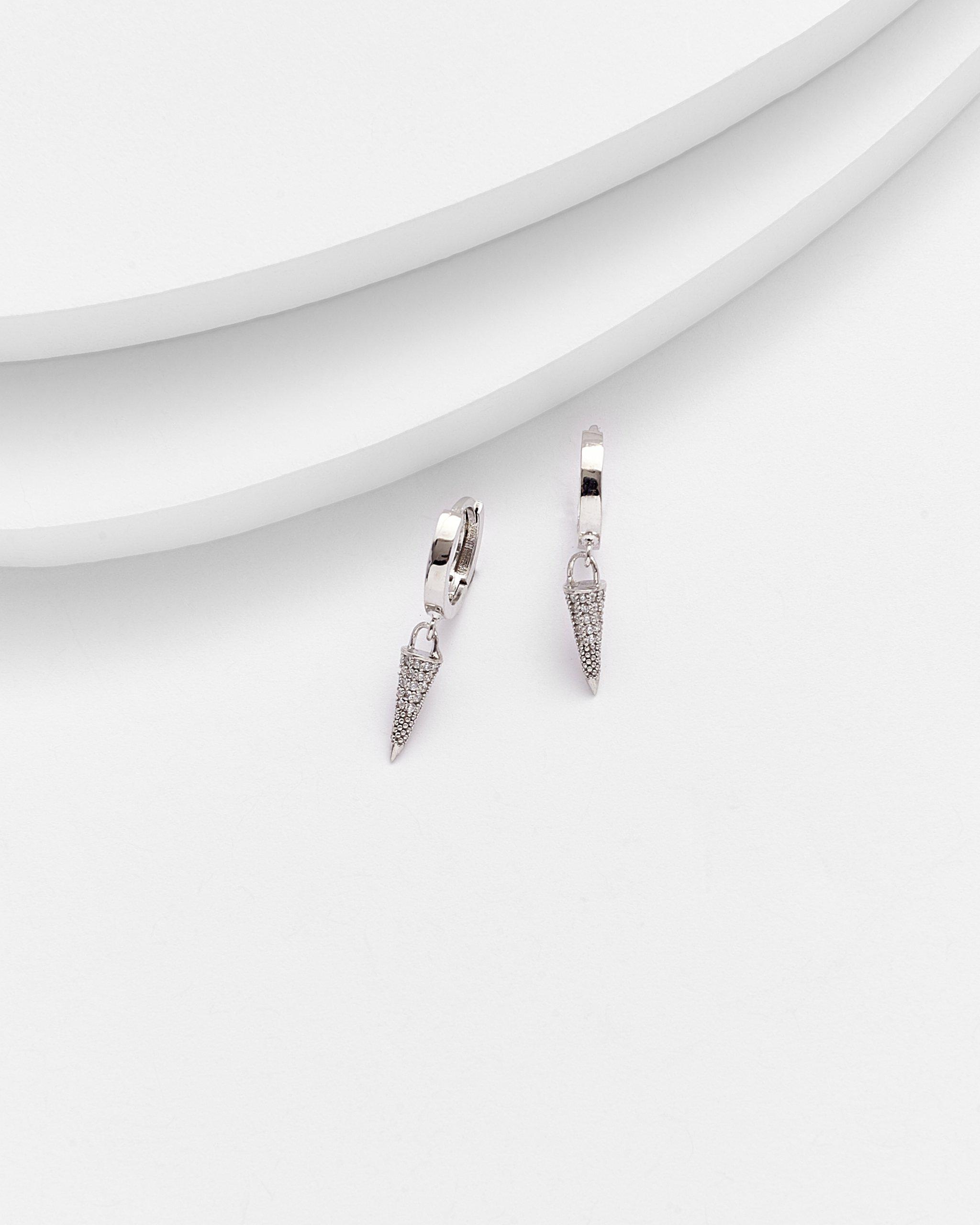 Elvira Spike Pave Huggie Earrings