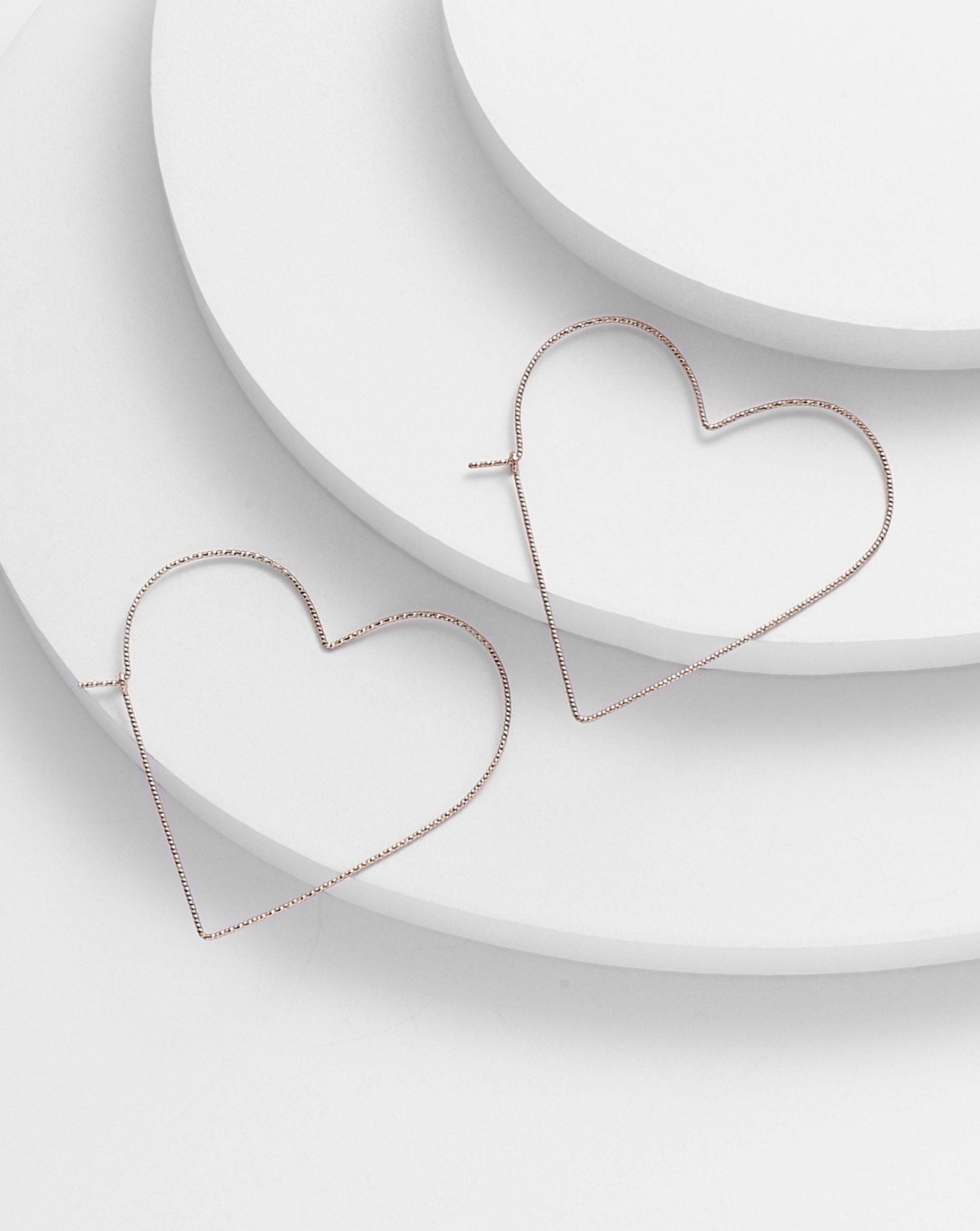 Thin Heart Wire Earrings