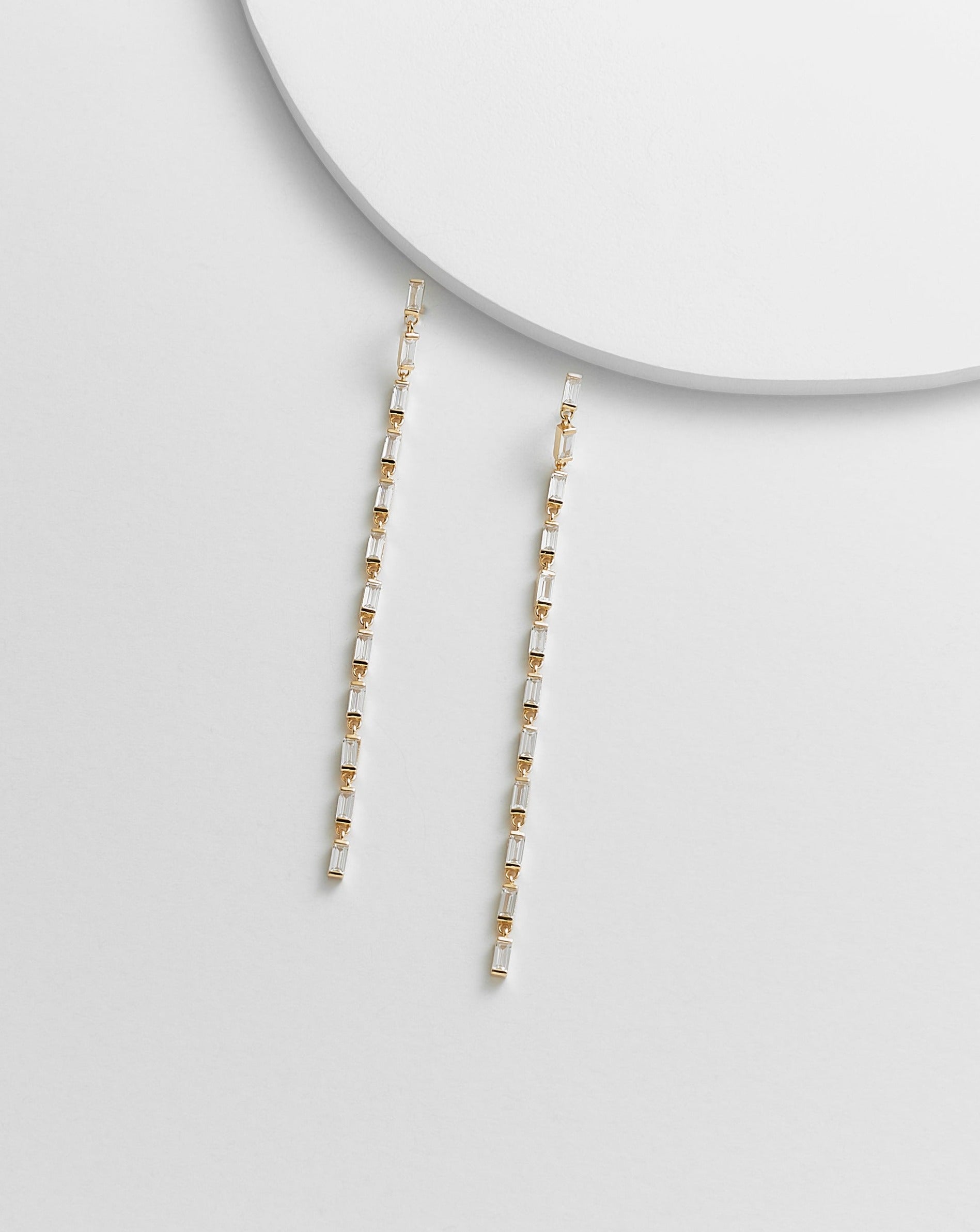 Marianna Baguette Line Dangle Earrings