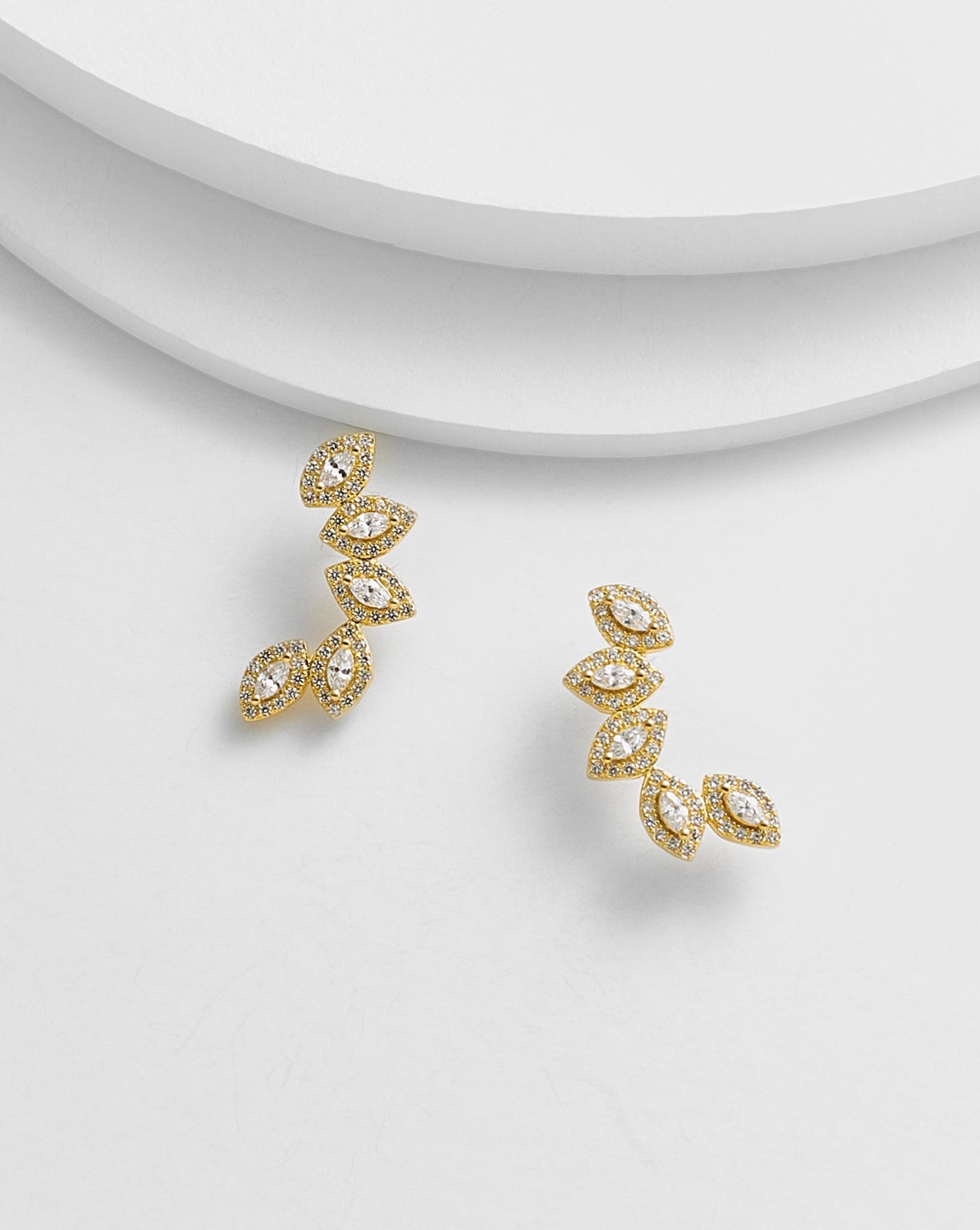 Flora Marquise Shape Ear climber Stud Earrings