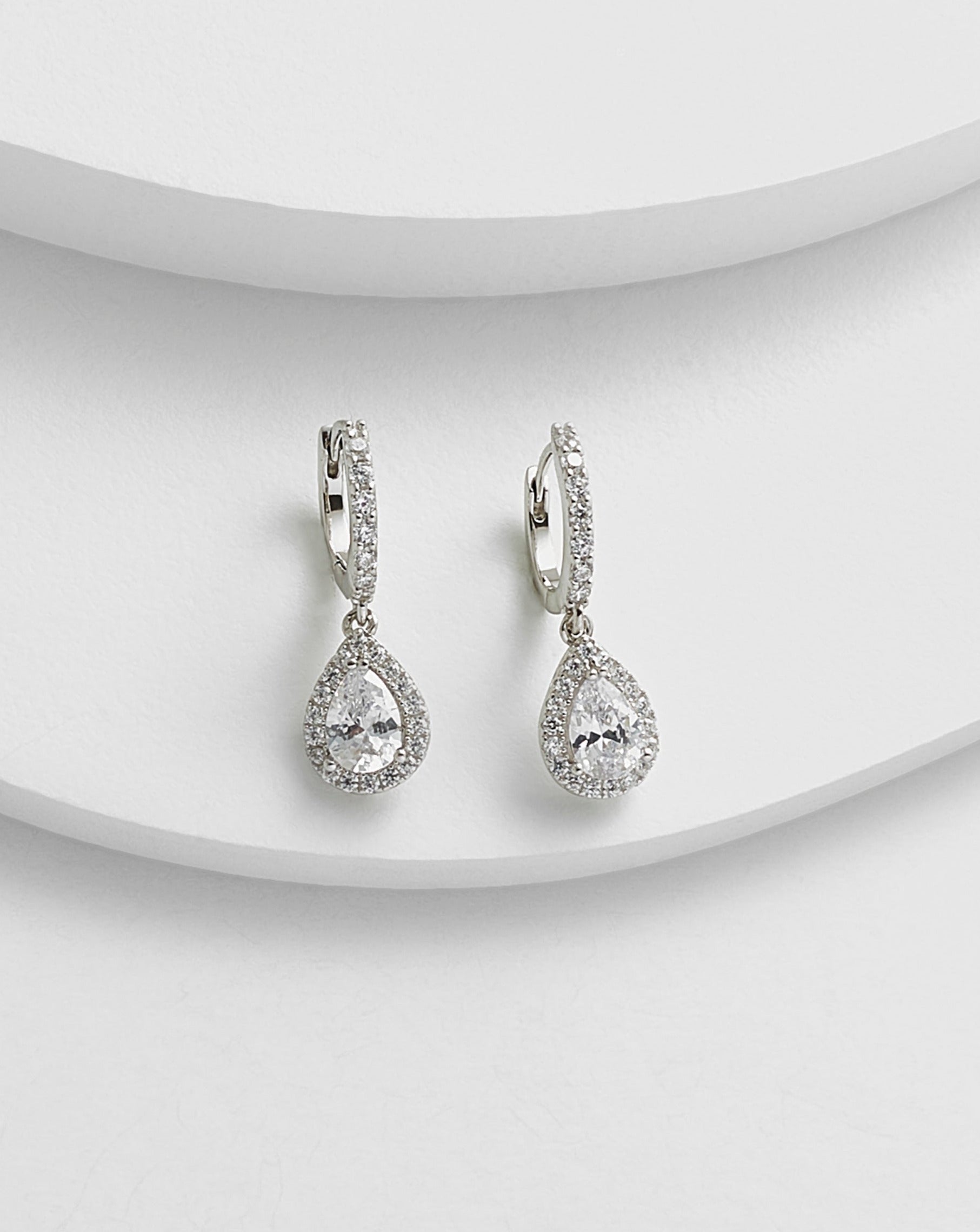 Iveta Pear Shape Dangle Ear Huggies