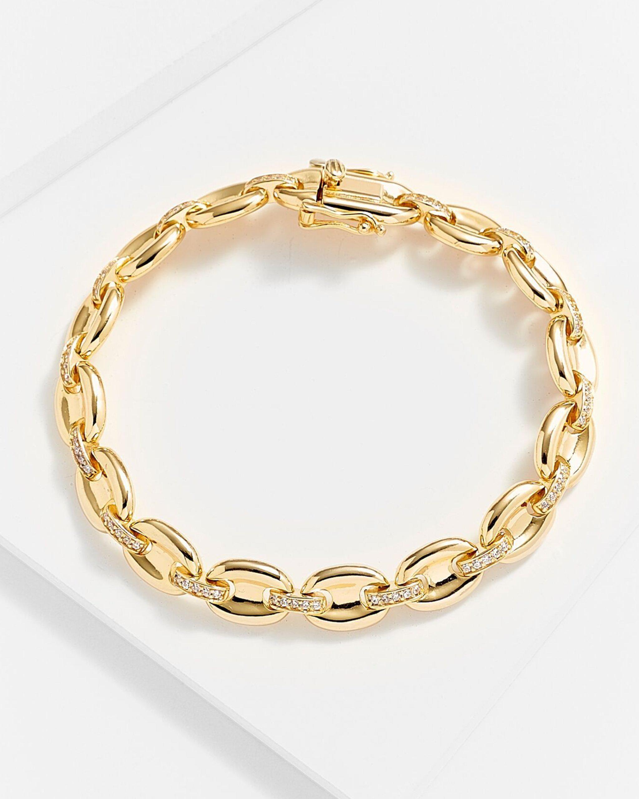 Gina Puffed Mariner Gold Chain Link Bracelet