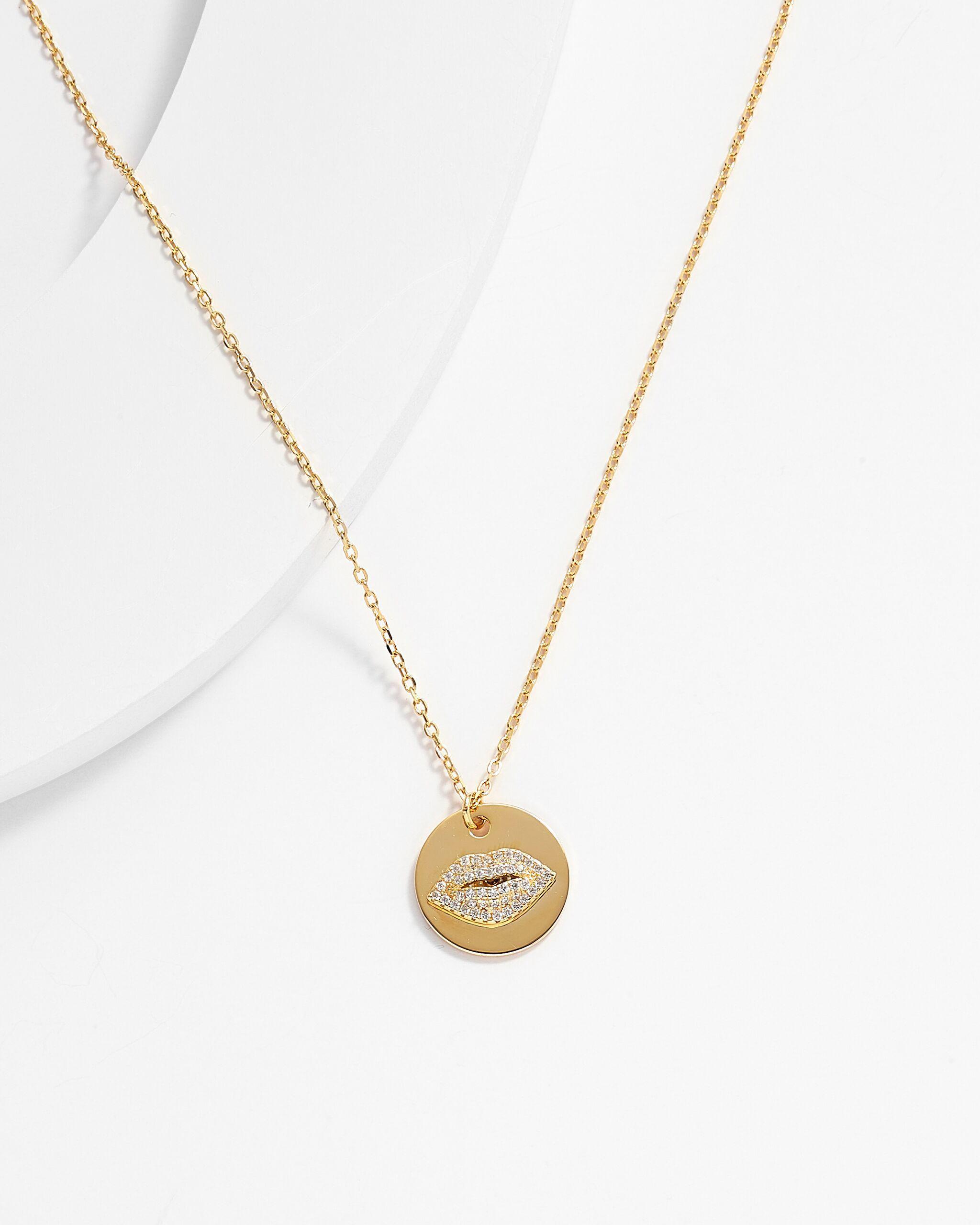 Kiss Me Medallion Lips Pendant Necklace