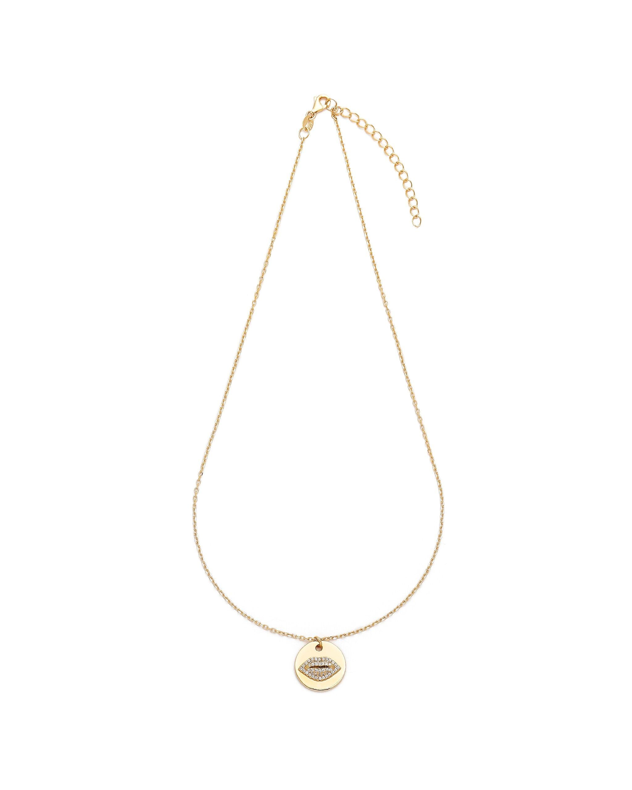 Kiss Me Medallion Lips Pendant Necklace