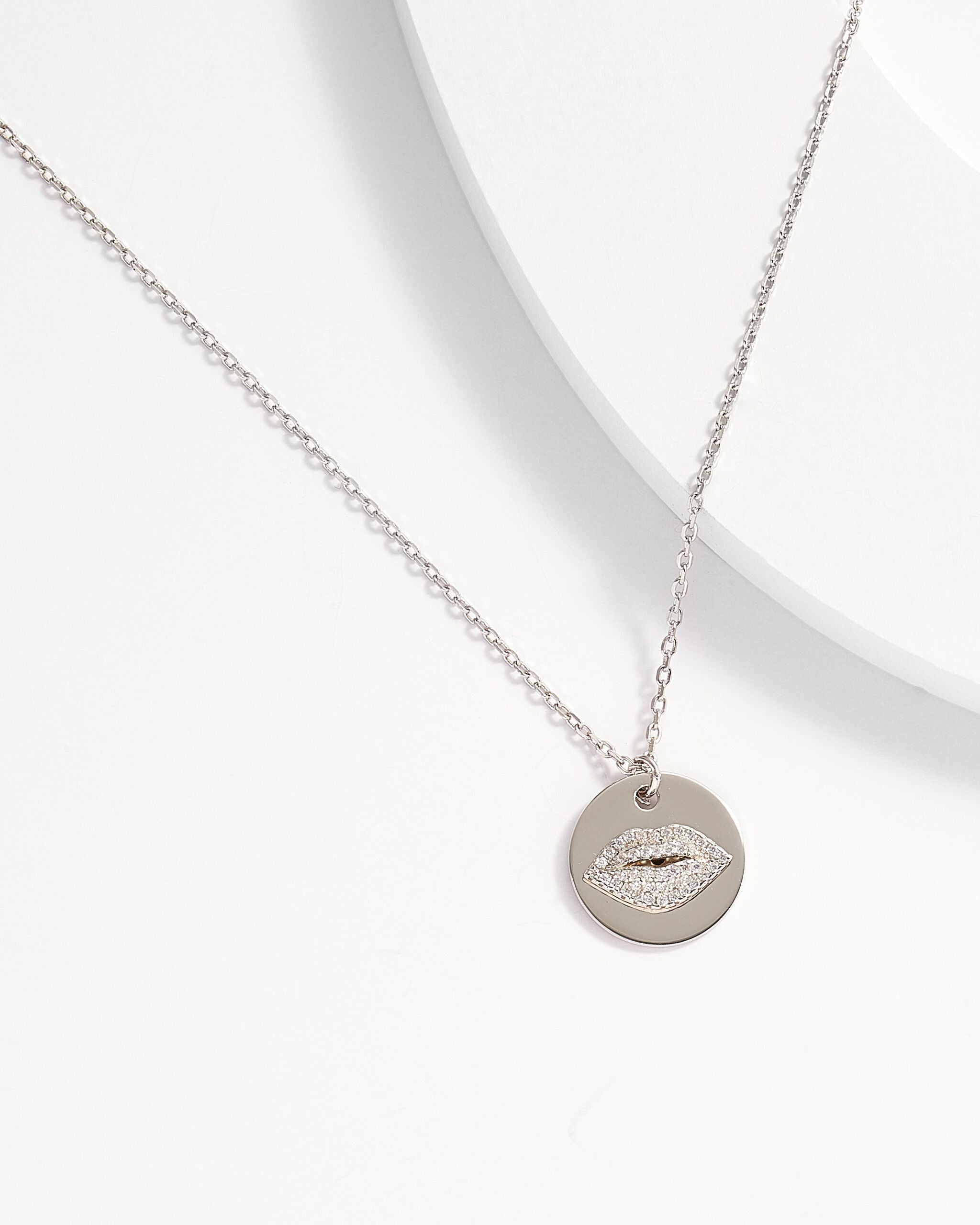 Kiss Me Medallion Lips Pendant Necklace