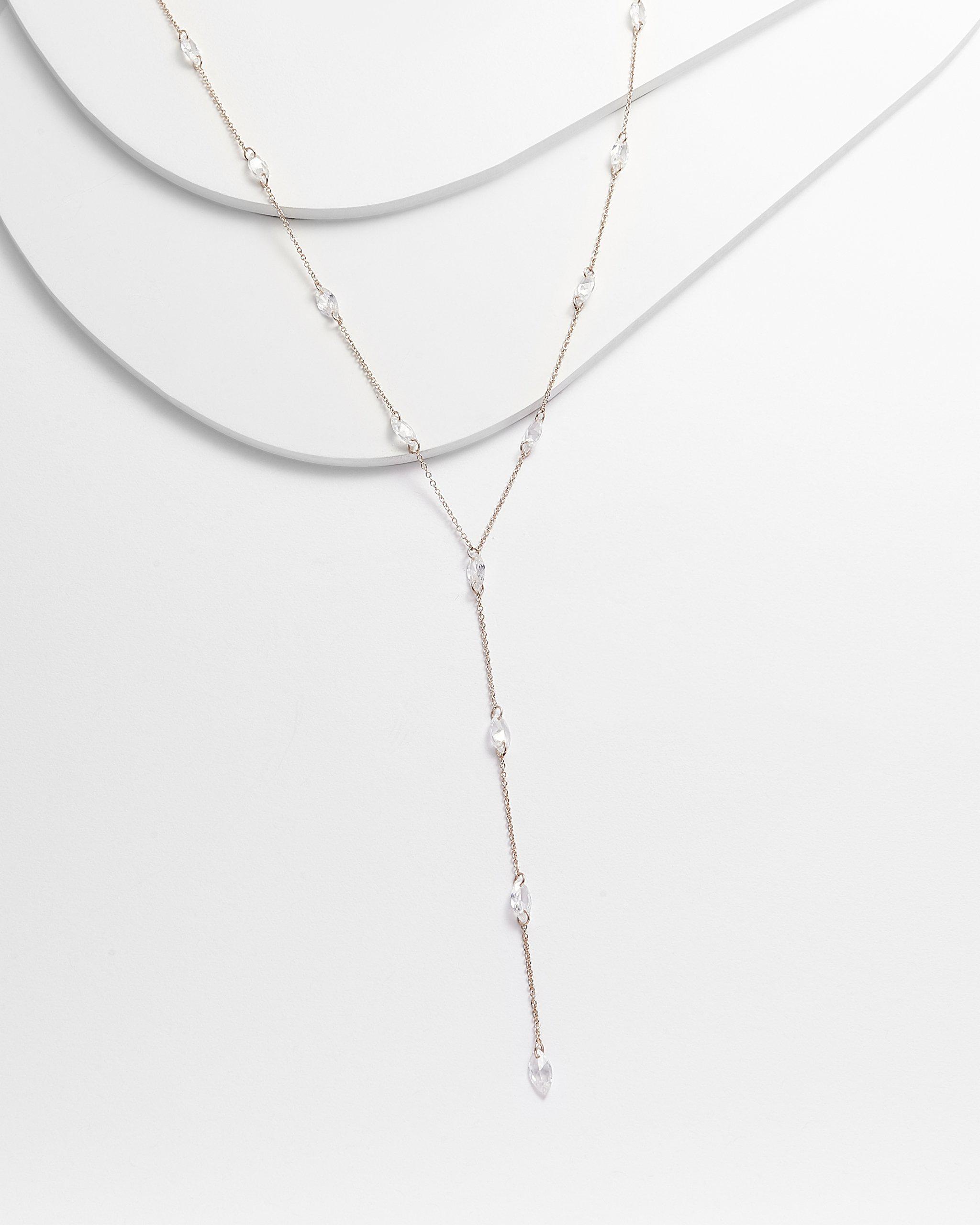 Layla Lariat Necklace with Marquise Diamonettes
