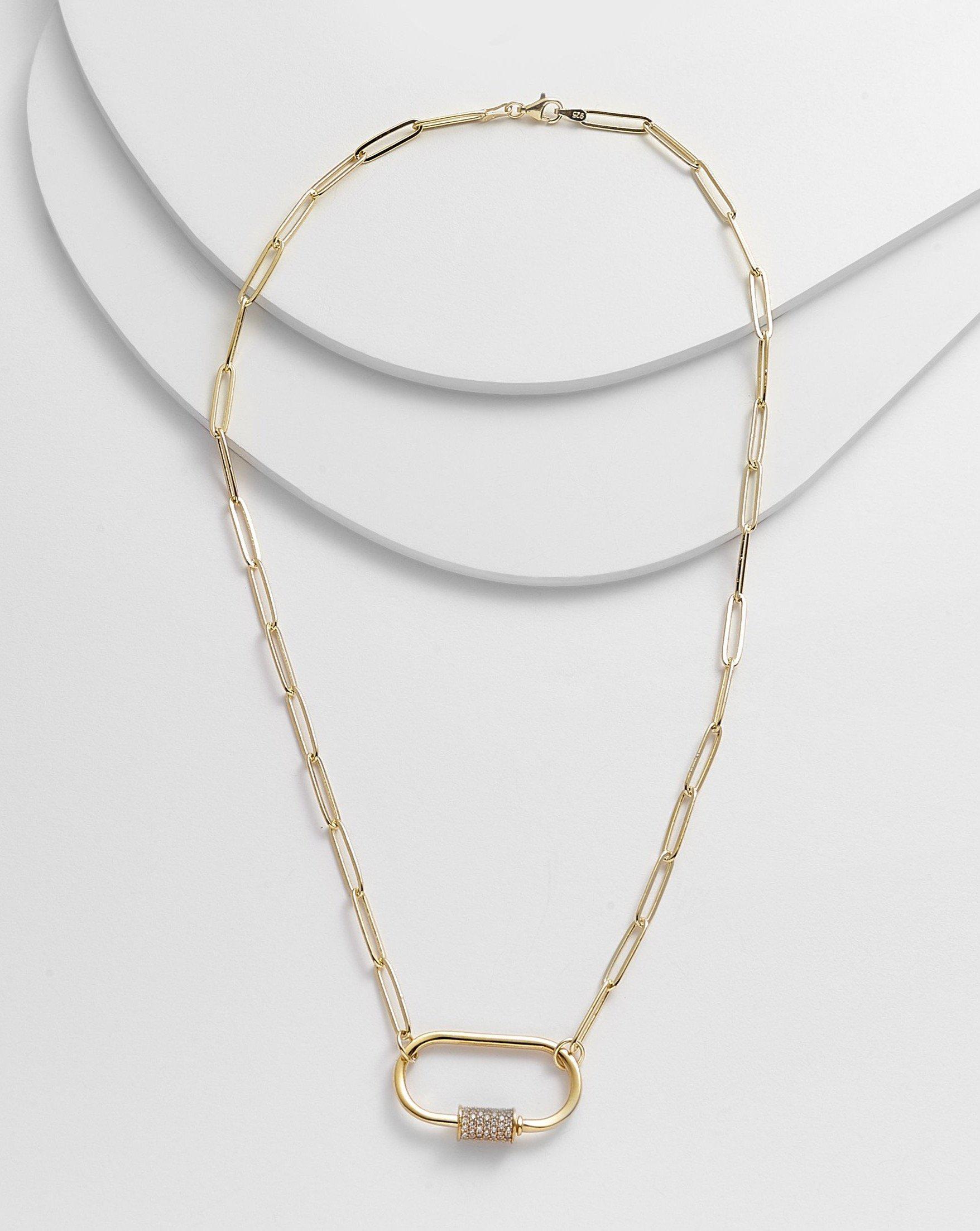EMILY Hardware Large pavé lock necklace
