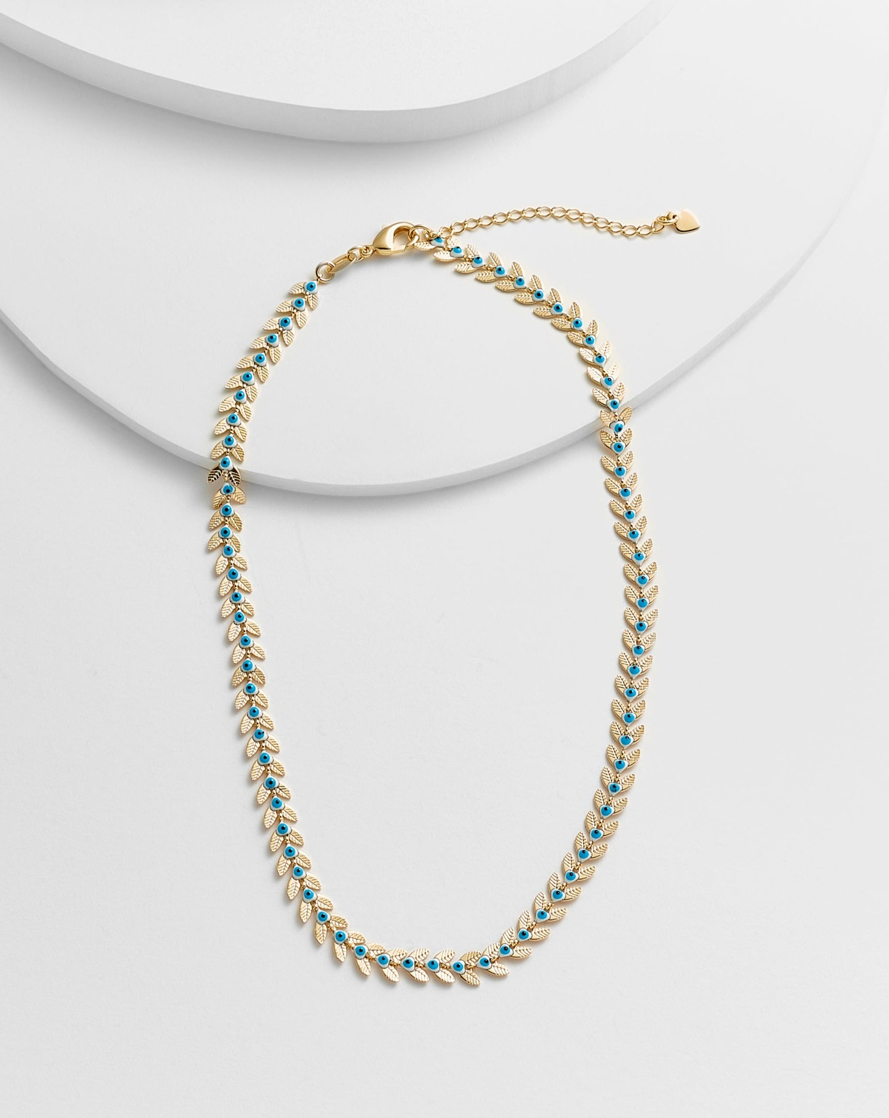 Evil Eye Leaf Necklace