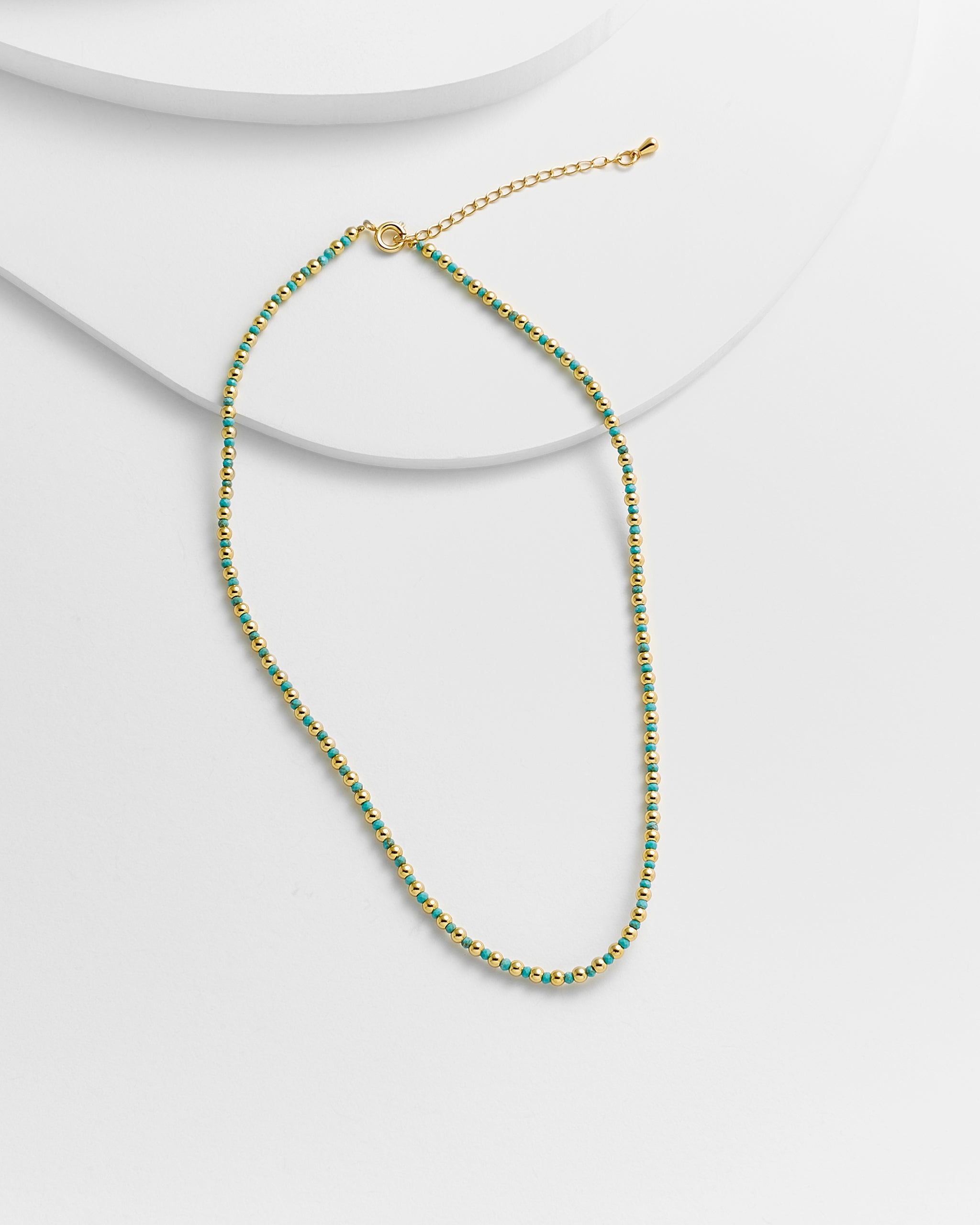 Turquoise and Gold Beaded Necklace