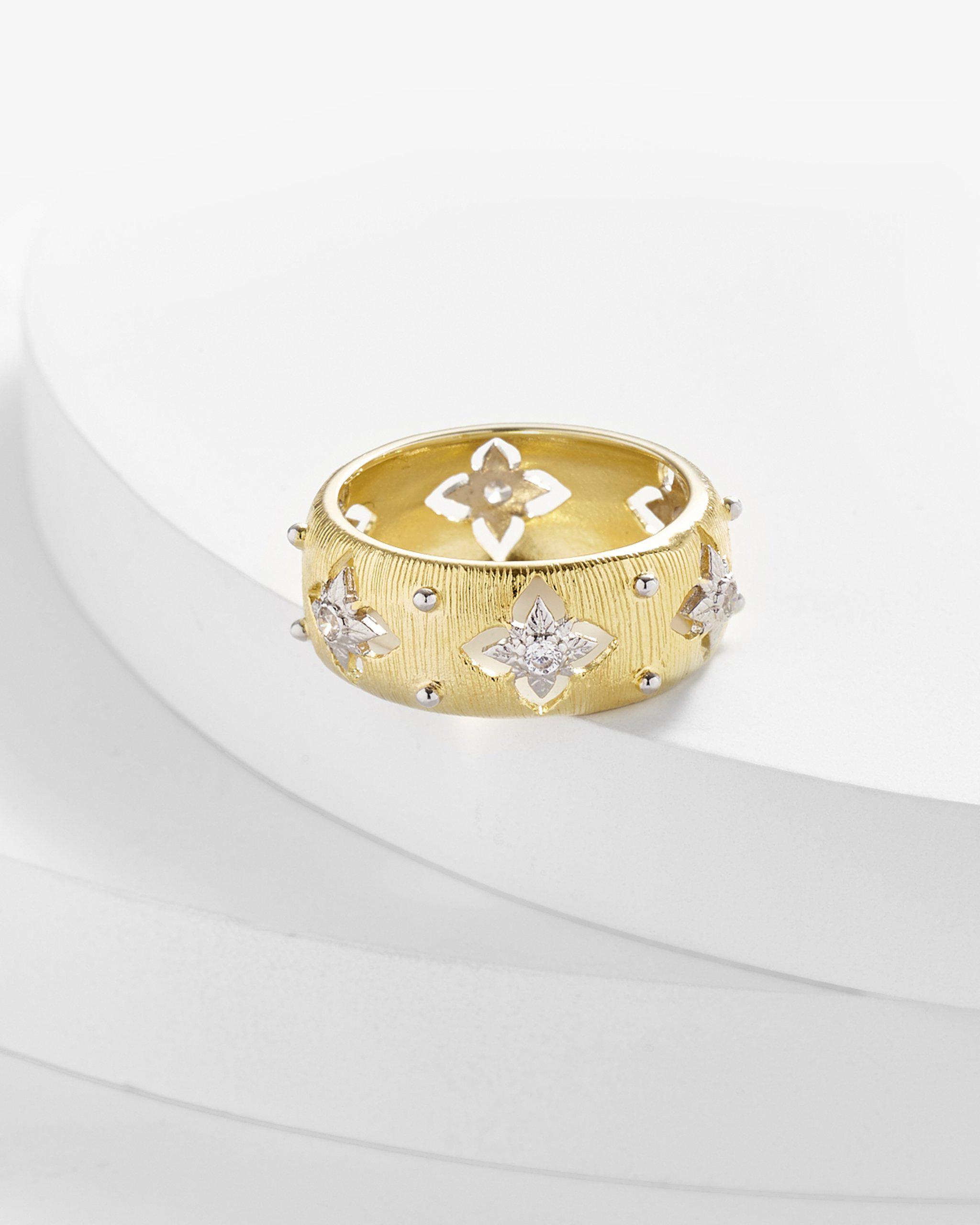 Belle Antique Brushed Gold Cut out Band Ring