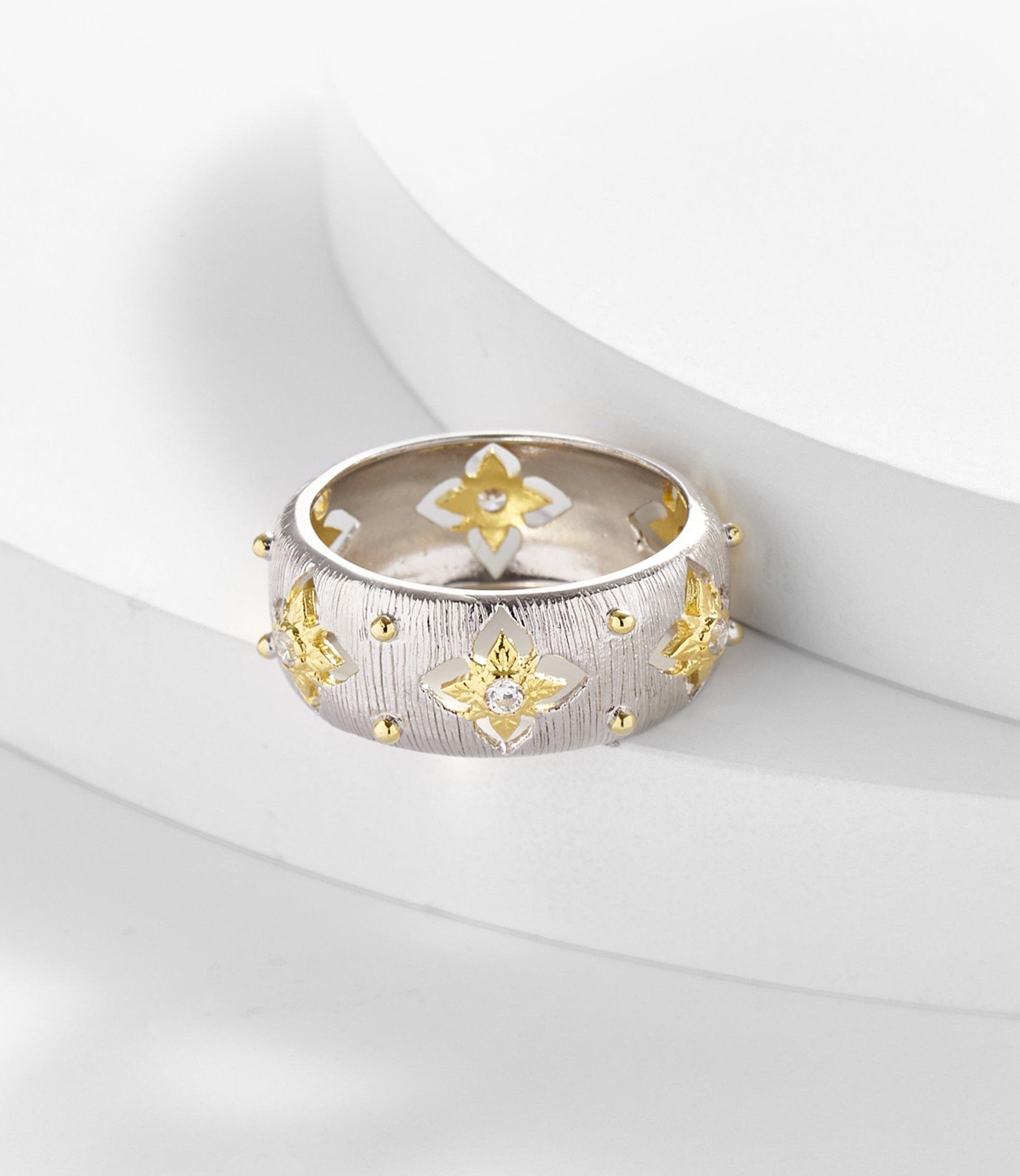 Belle Antique Brushed Gold Cut out Band Ring