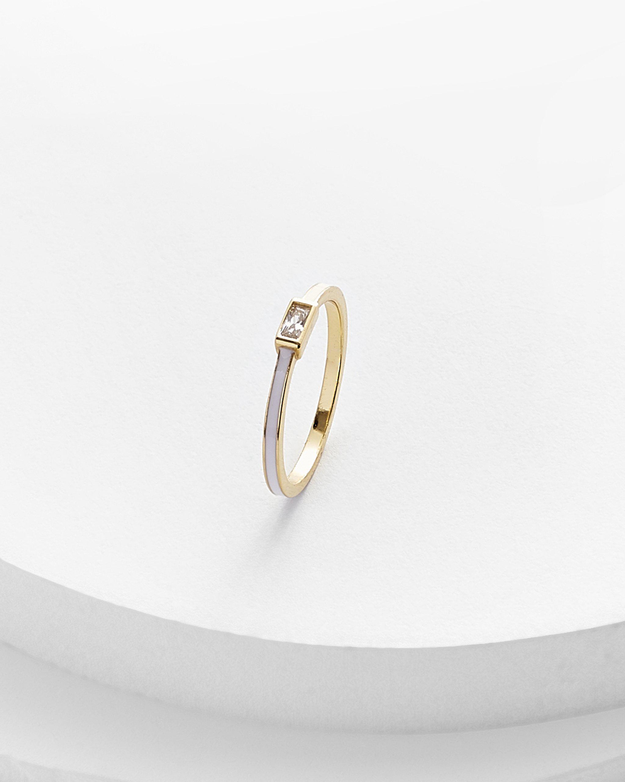 MEY Enamel baguette eternity band