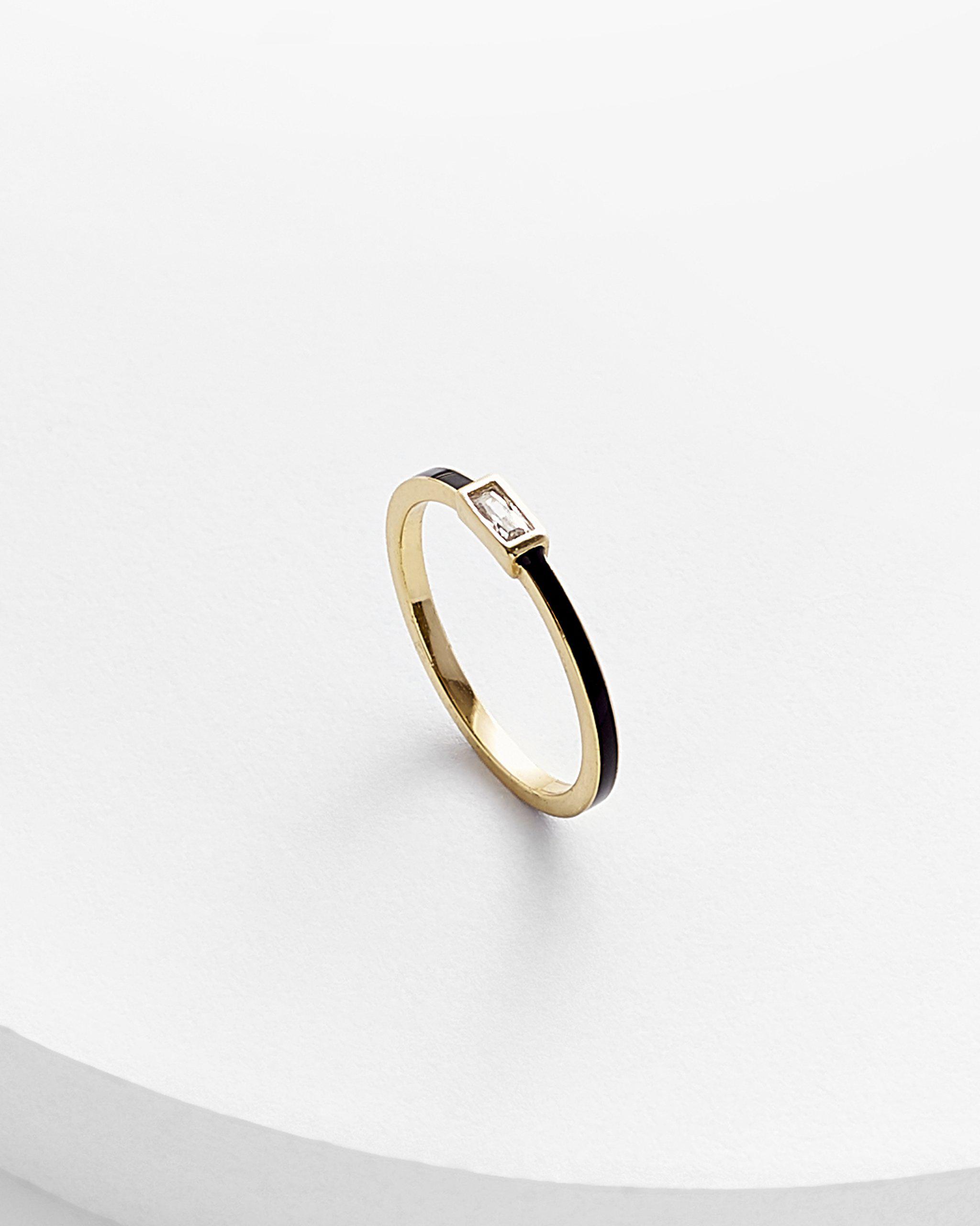 MEY Enamel baguette eternity band