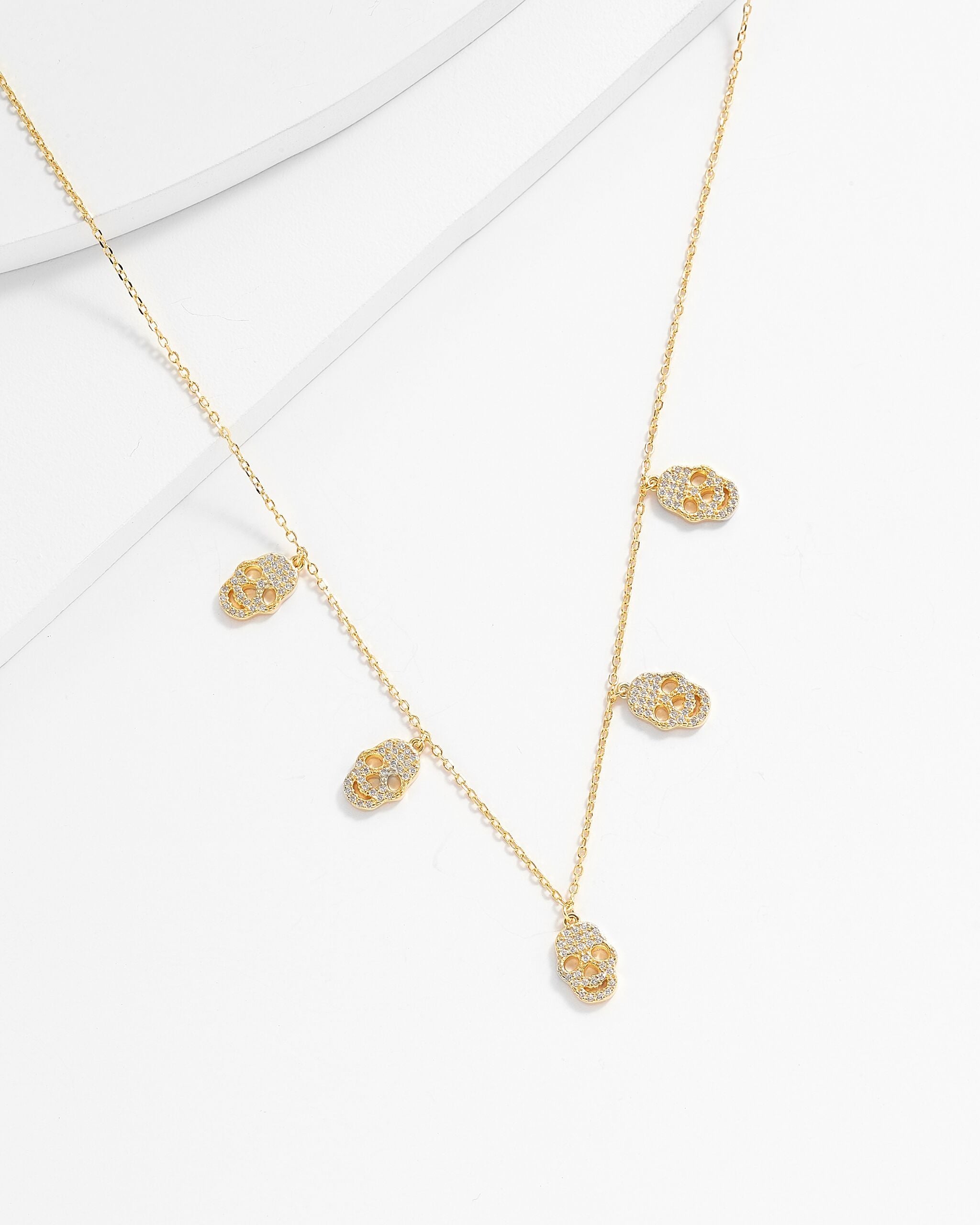 Sibil Skull and Chain Necklace With CZ